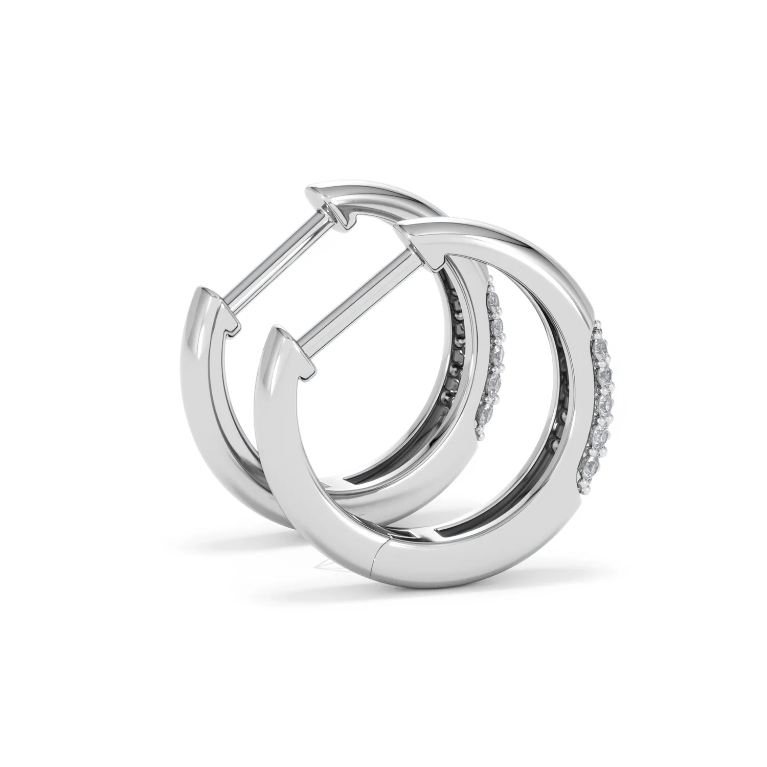 Mini Pavé Huggies Lab Diamond Earrings 0.25ct in 925 Silver - Image 34