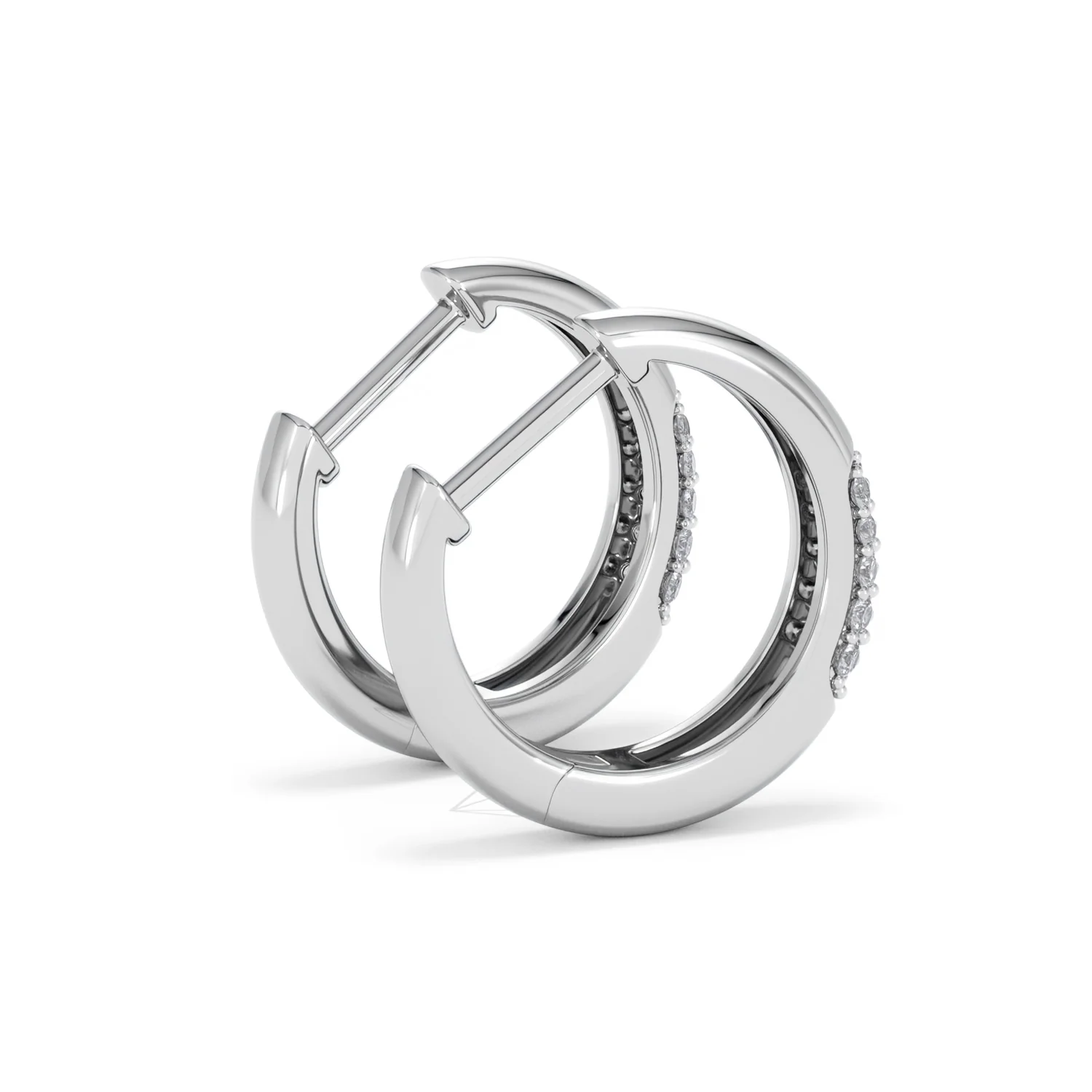 Mini Pavé Huggies Lab Diamond Earrings 0.25ct in 925 Silver - Image 35