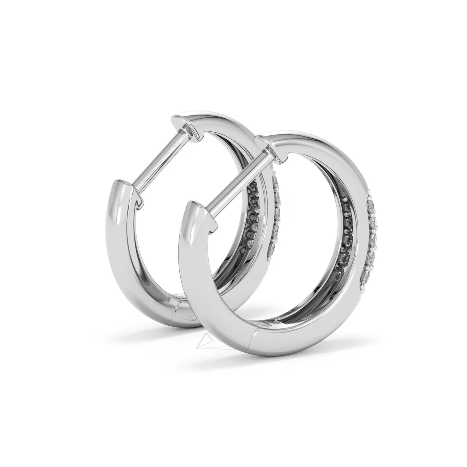 Mini Pavé Huggies Lab Diamond Earrings 0.25ct in 925 Silver - Image 37