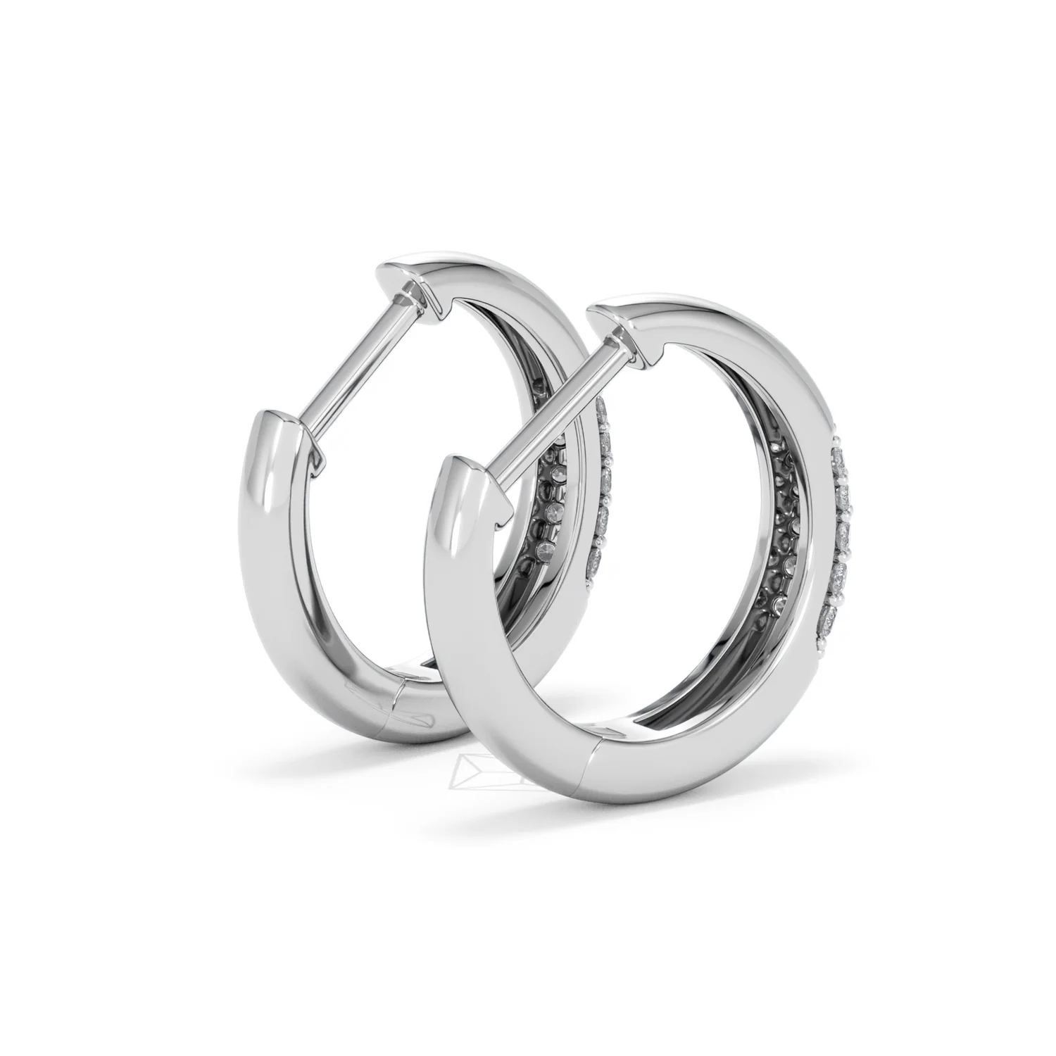 Mini Pavé Huggies Lab Diamond Earrings 0.25ct in 925 Silver - Image 38