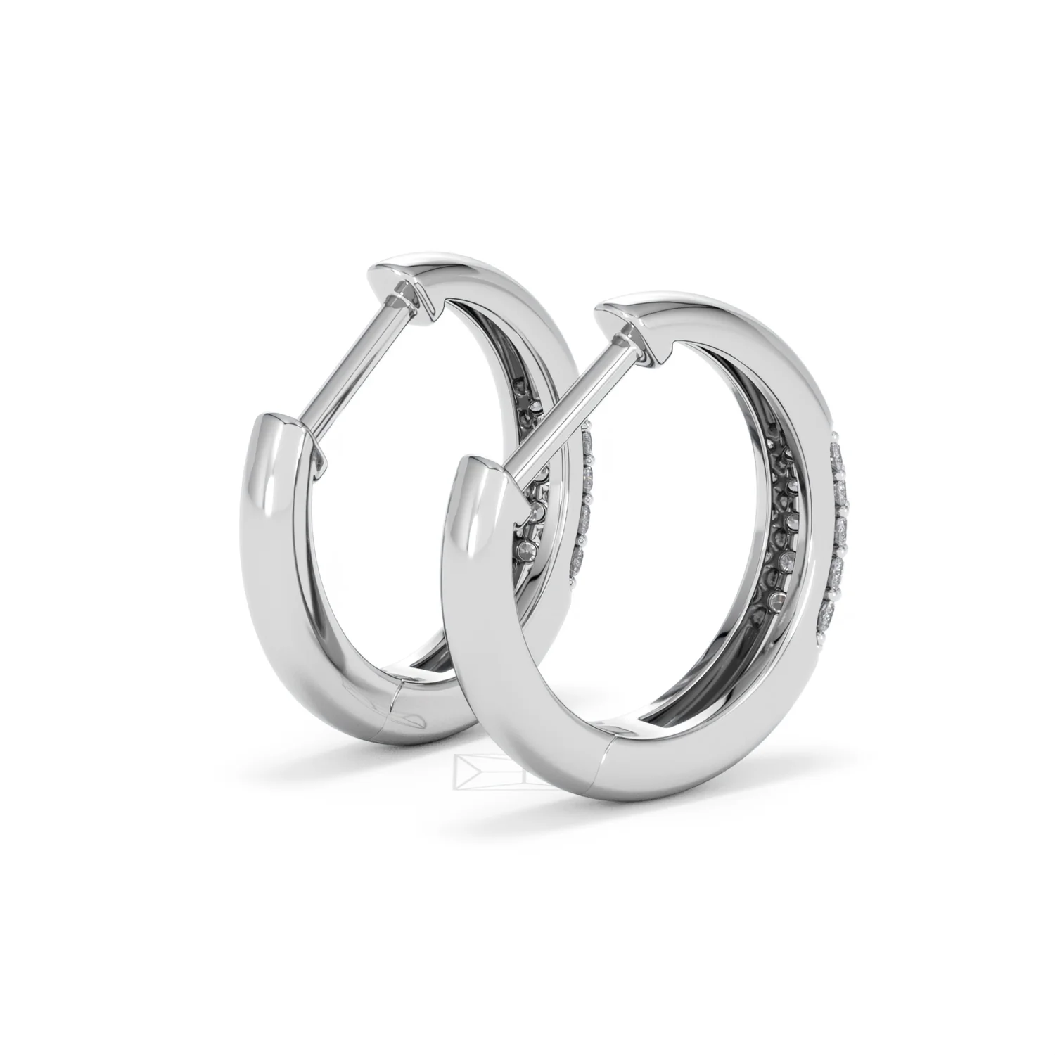 Mini Pavé Huggies Lab Diamond Earrings 0.25ct in 925 Silver - Image 39
