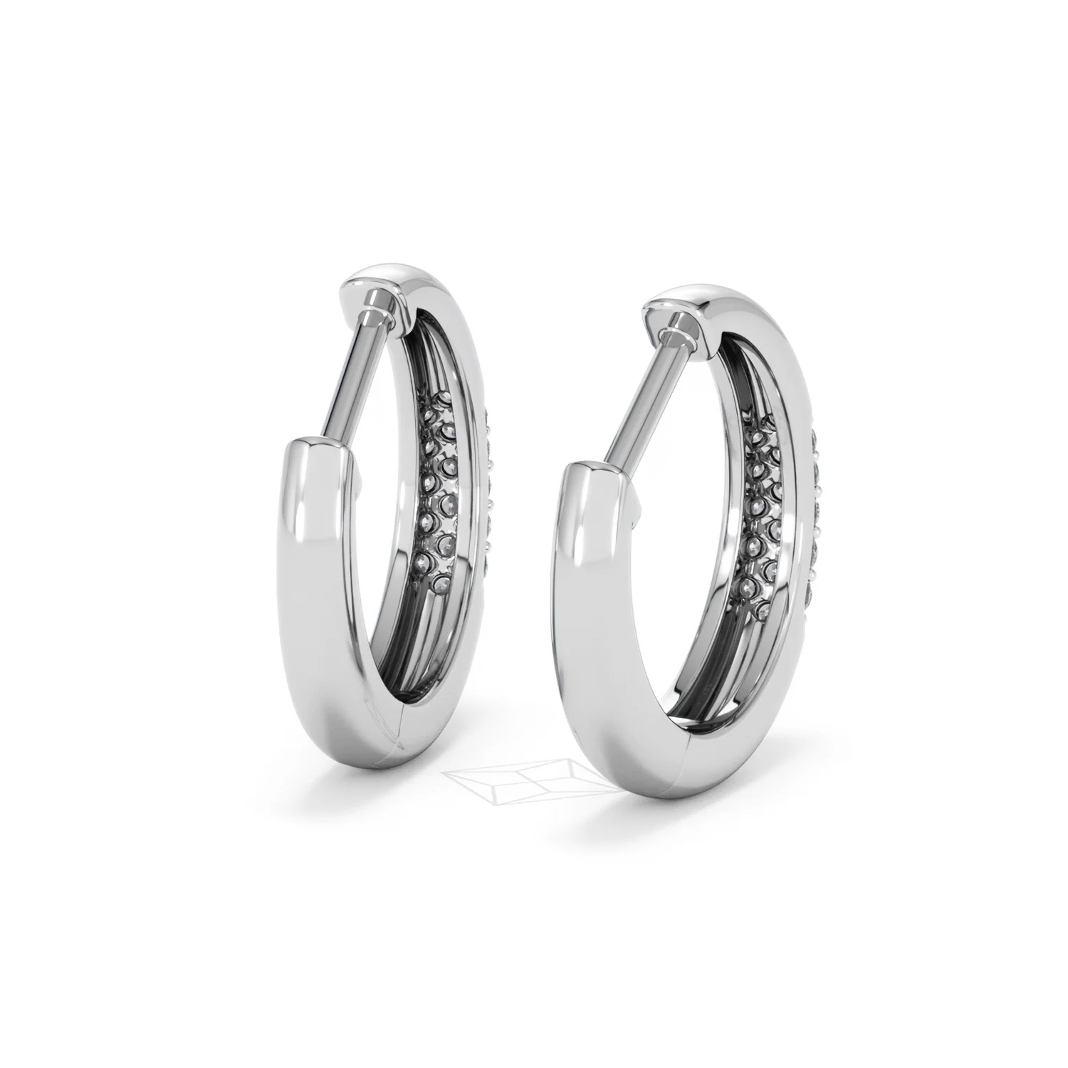 Mini Pavé Huggies Lab Diamond Earrings 0.25ct in 925 Silver - Image 44