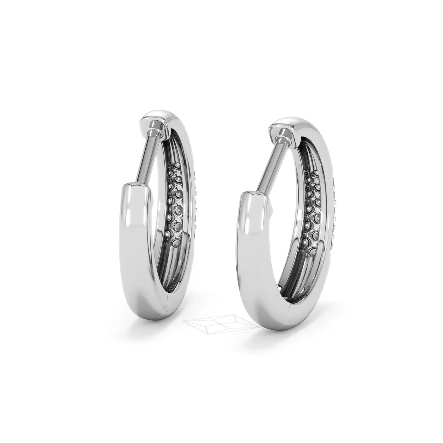 Mini Pavé Huggies Lab Diamond Earrings 0.25ct in 925 Silver - Image 45