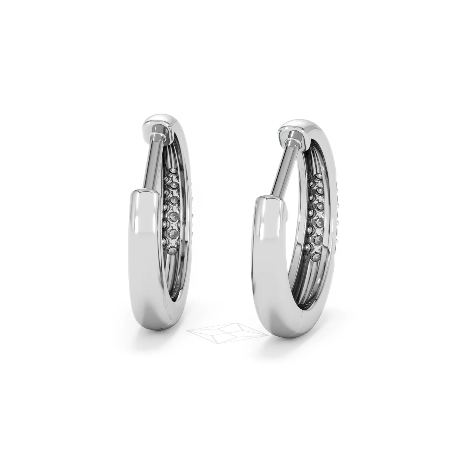 Mini Pavé Huggies Lab Diamond Earrings 0.25ct in 925 Silver - Image 46
