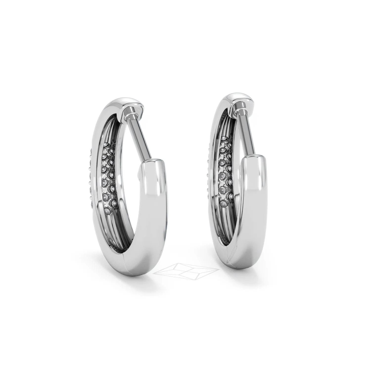 Mini Pavé Huggies Lab Diamond Earrings 0.25ct in 925 Silver - Image 52