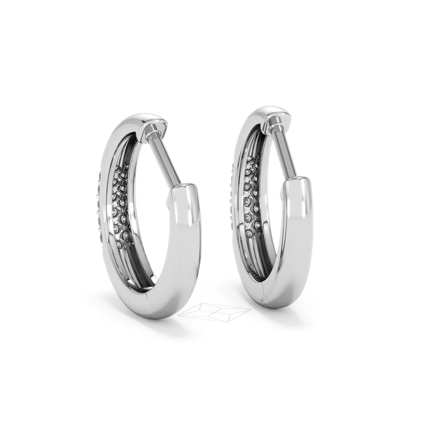 Mini Pavé Huggies Lab Diamond Earrings 0.25ct in 925 Silver - Image 53