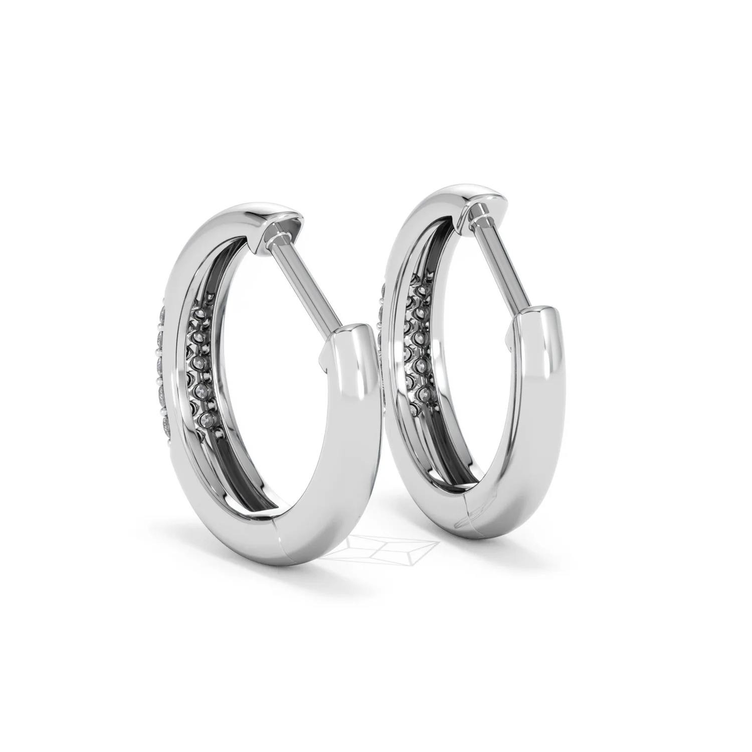 Mini Pavé Huggies Lab Diamond Earrings 0.25ct in 925 Silver - Image 55