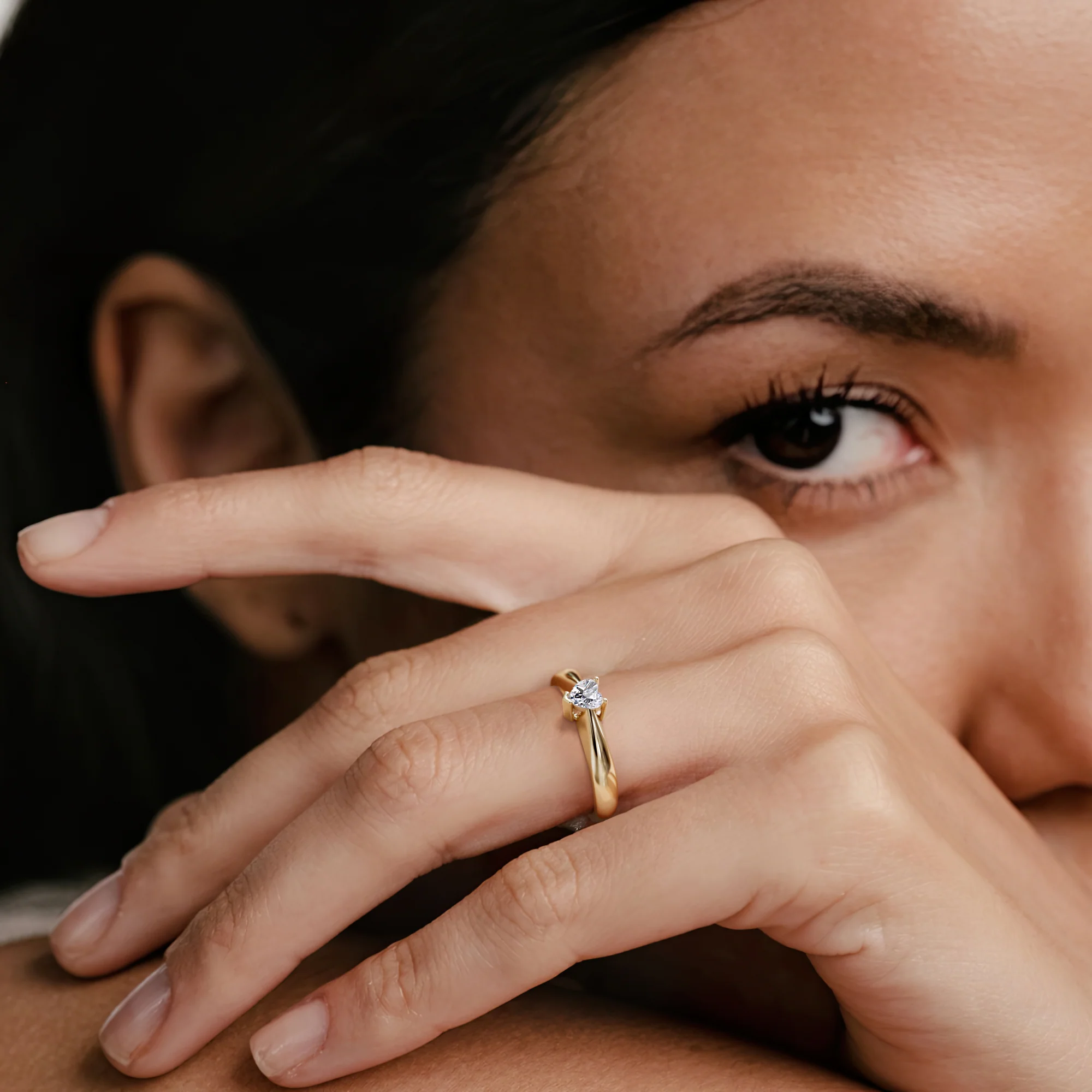 Naomi Heart Cut Lab Diamond Engagement Ring 0.33ct H/SI in 18k Gold Vermeil - Image 4