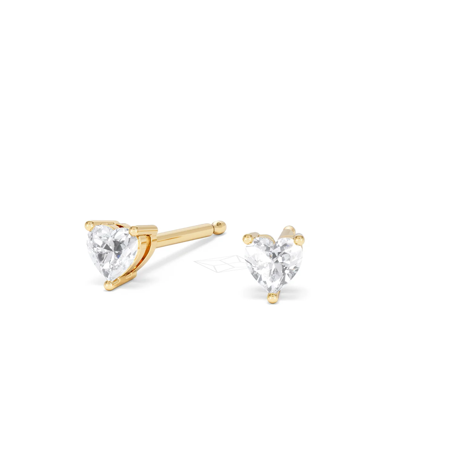 Naomi Heart Cut Lab Diamond Stud Earrings 0.30ct H/SI in 18k Gold Vermeil - Image 86