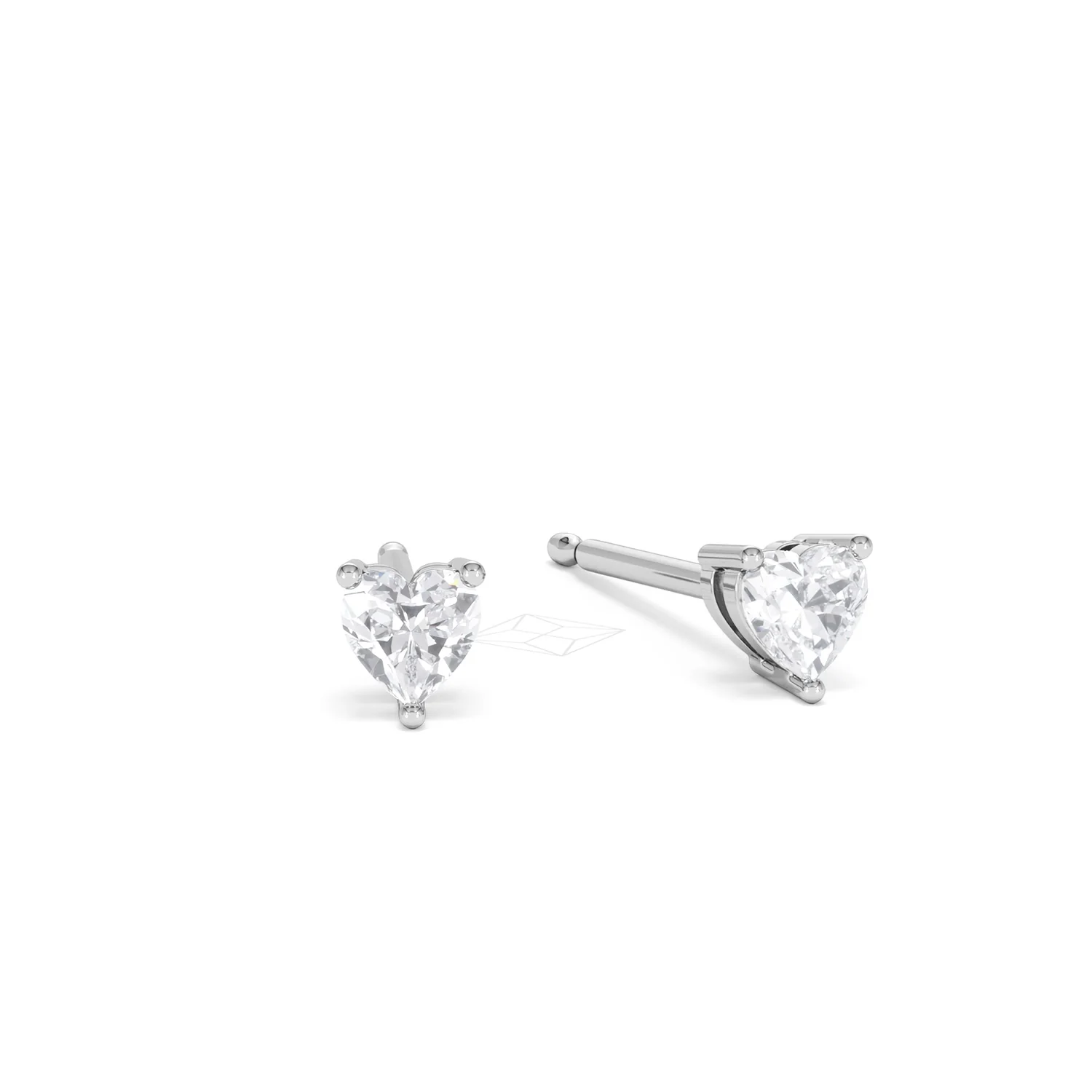 Naomi Heart Cut Lab Diamond Stud Earrings 0.30ct H/SI in 925 Silver - Image 13