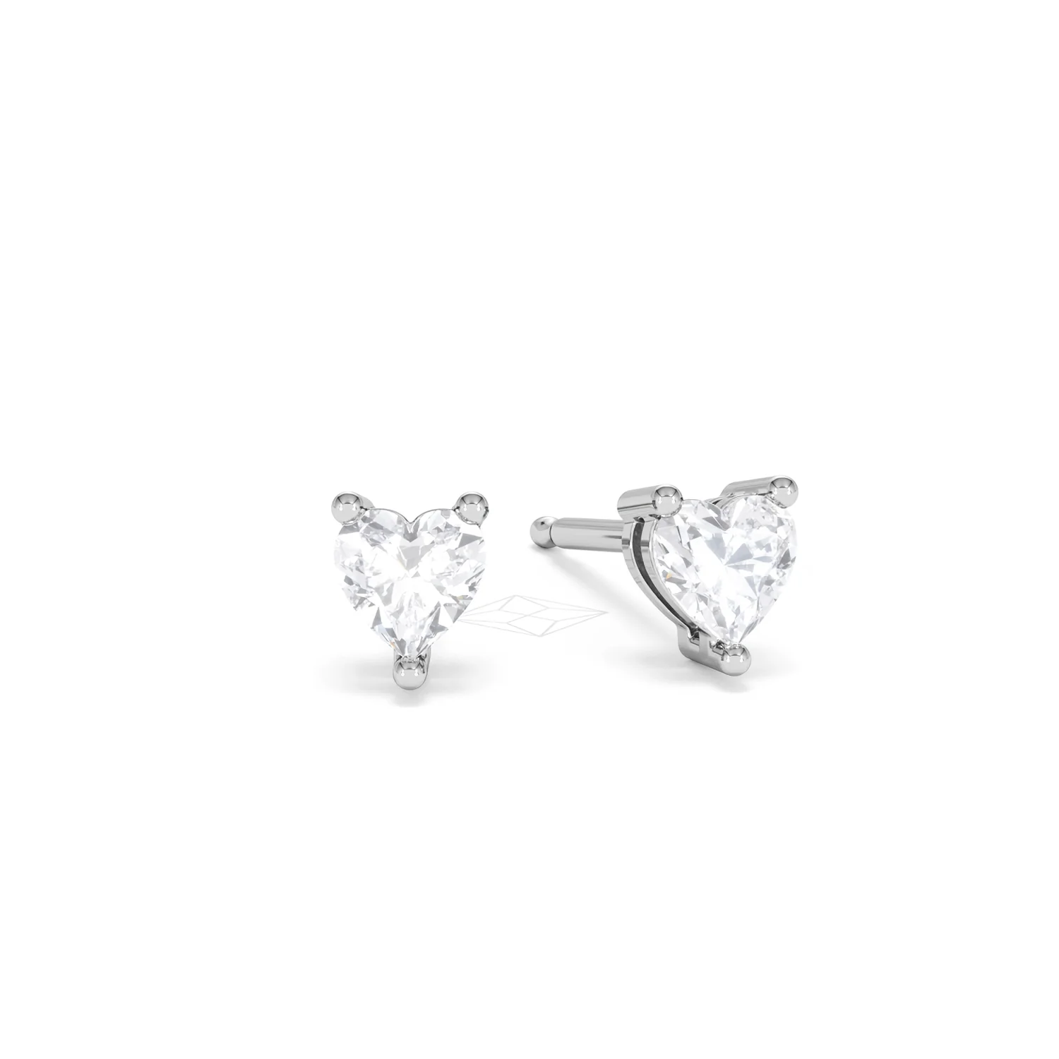 Naomi Heart Cut Lab Diamond Stud Earrings 0.50ct H/SI in 9K White Gold - Image 12