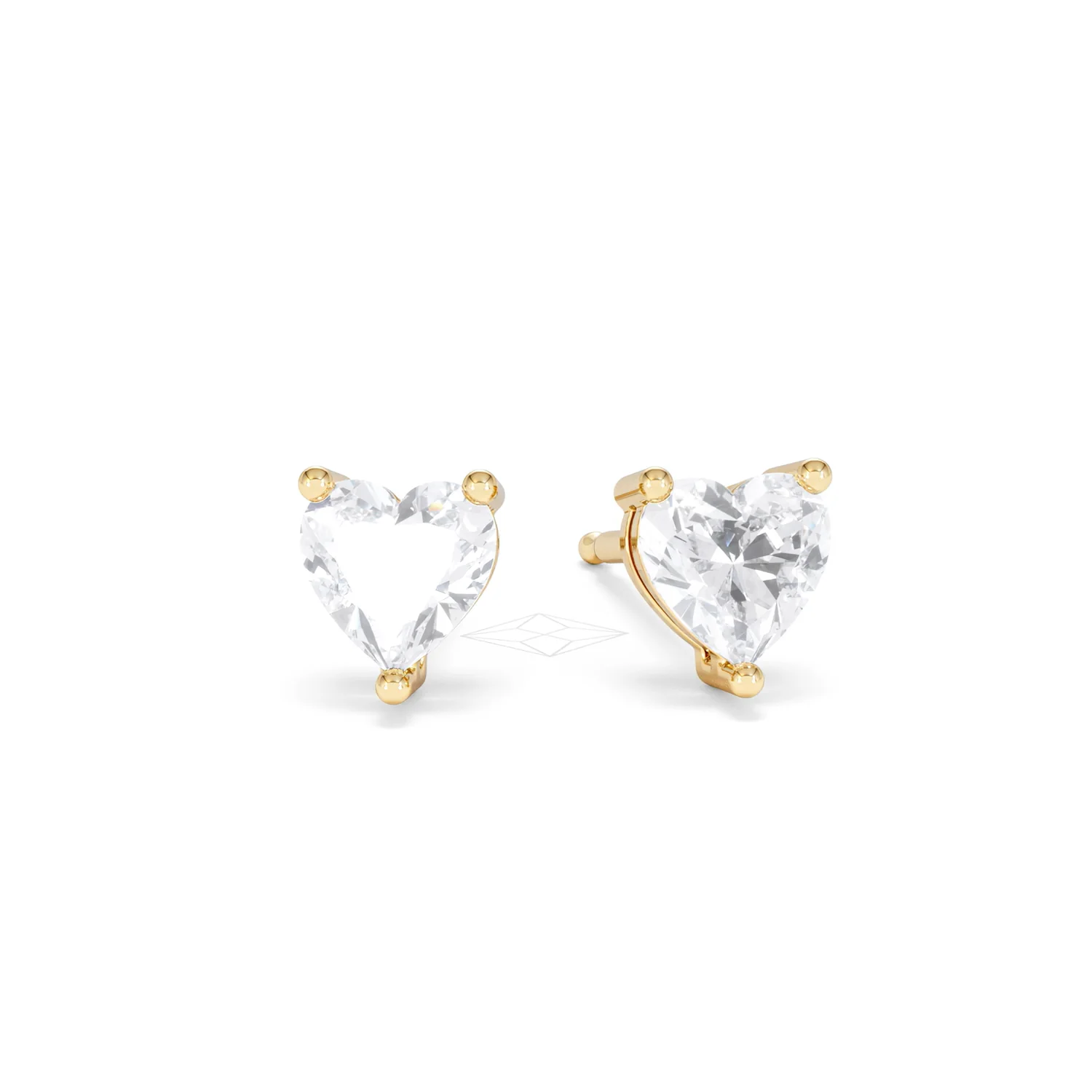 Naomi Heart Cut Lab Diamond Stud Earrings 1.00ct H/SI in 9K Gold - Image 11