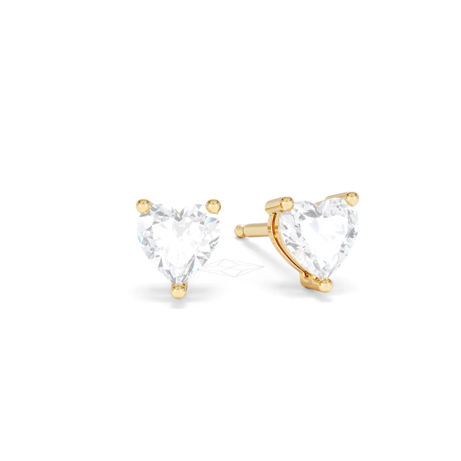 Naomi Heart Cut Lab Diamond Stud Earrings 1.00ct H/SI in 9K Gold - Image 12