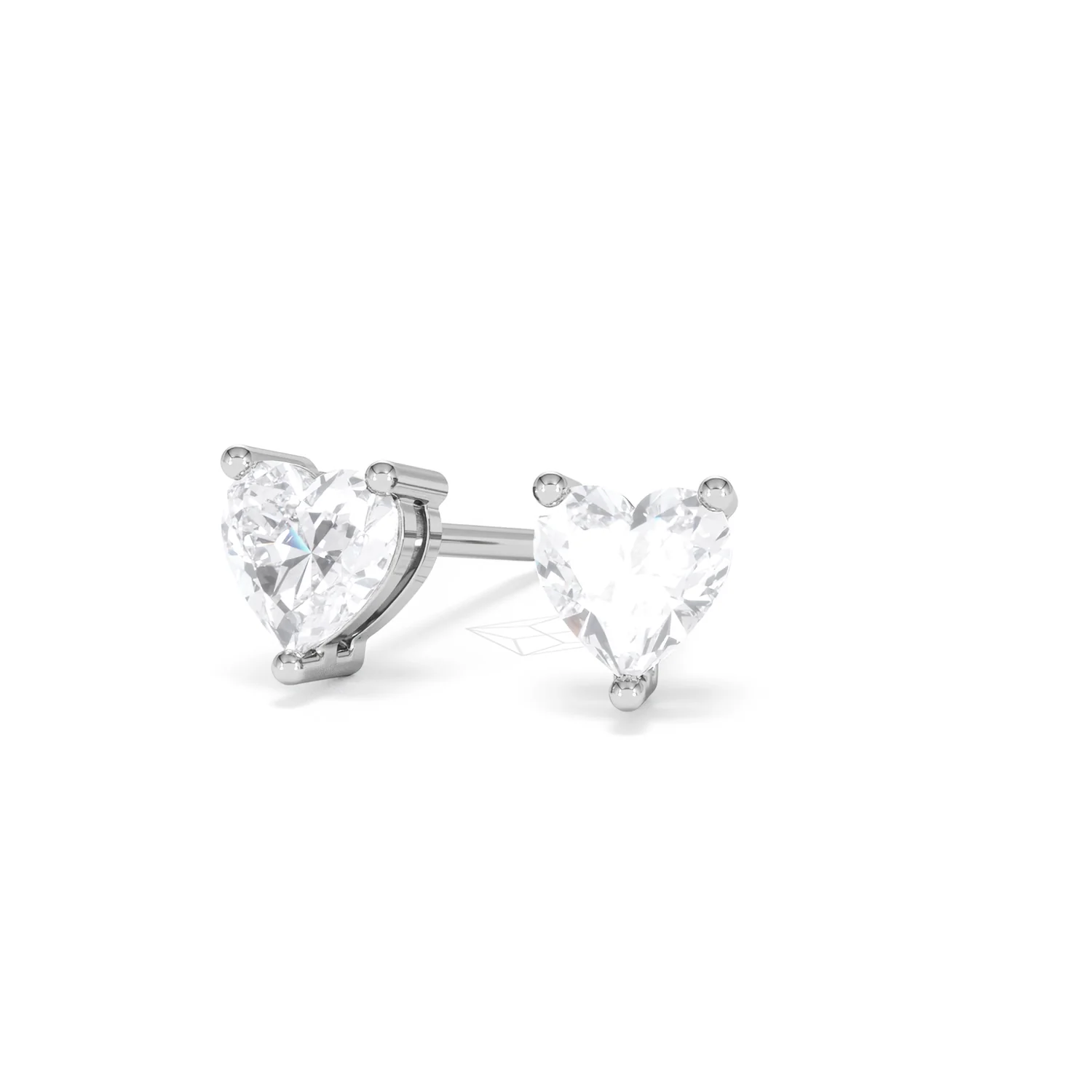 Naomi Heart Cut Lab Diamond Stud Earrings 1.00ct H/SI in 9K White Gold - Image 86