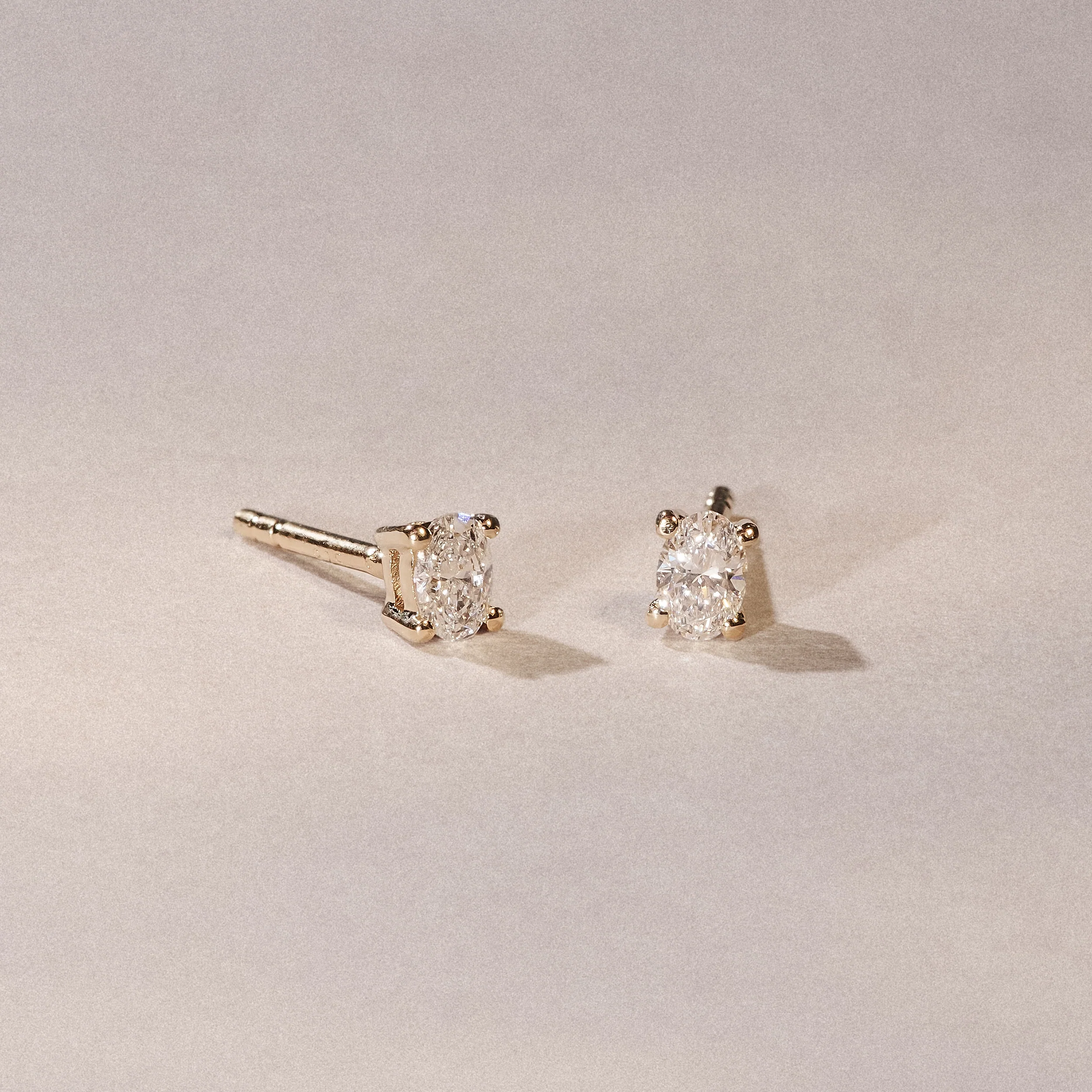 Naomi Oval Cut Lab Diamond Stud Earrings 0.30ct H/SI in 18k Gold Vermeil - Image 8