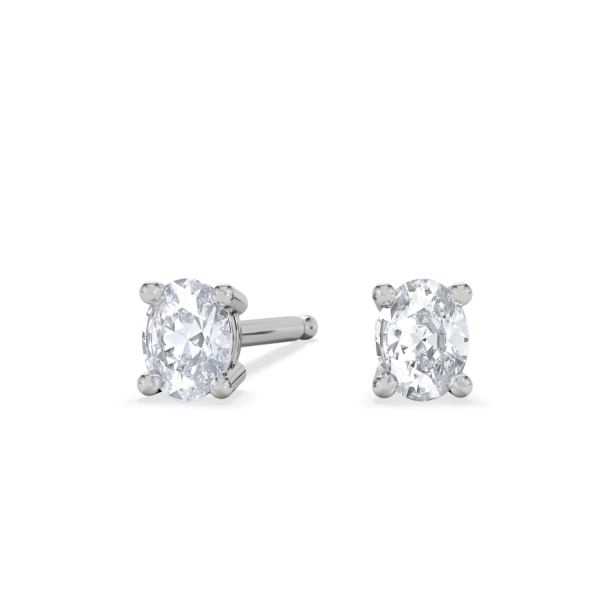 Naomi Oval Cut Lab Diamond Stud Earrings 0.30ct H/SI in 925 Silver - Image 3