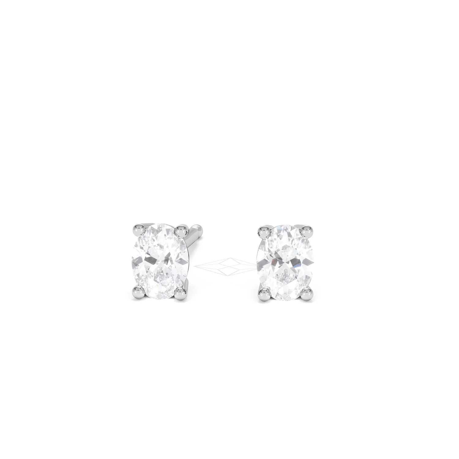 Naomi Oval Cut Lab Diamond Stud Earrings 0.50ct H/SI in 9K White Gold - Image 89