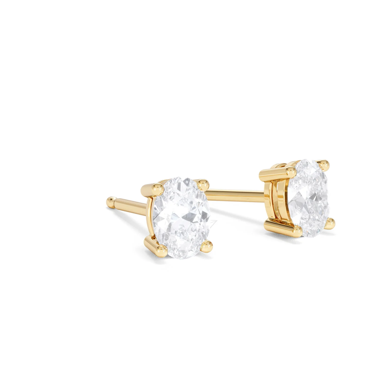 Naomi Oval Cut Lab Diamond Stud Earrings 1.00ct H/SI in 9K Gold - Image 17