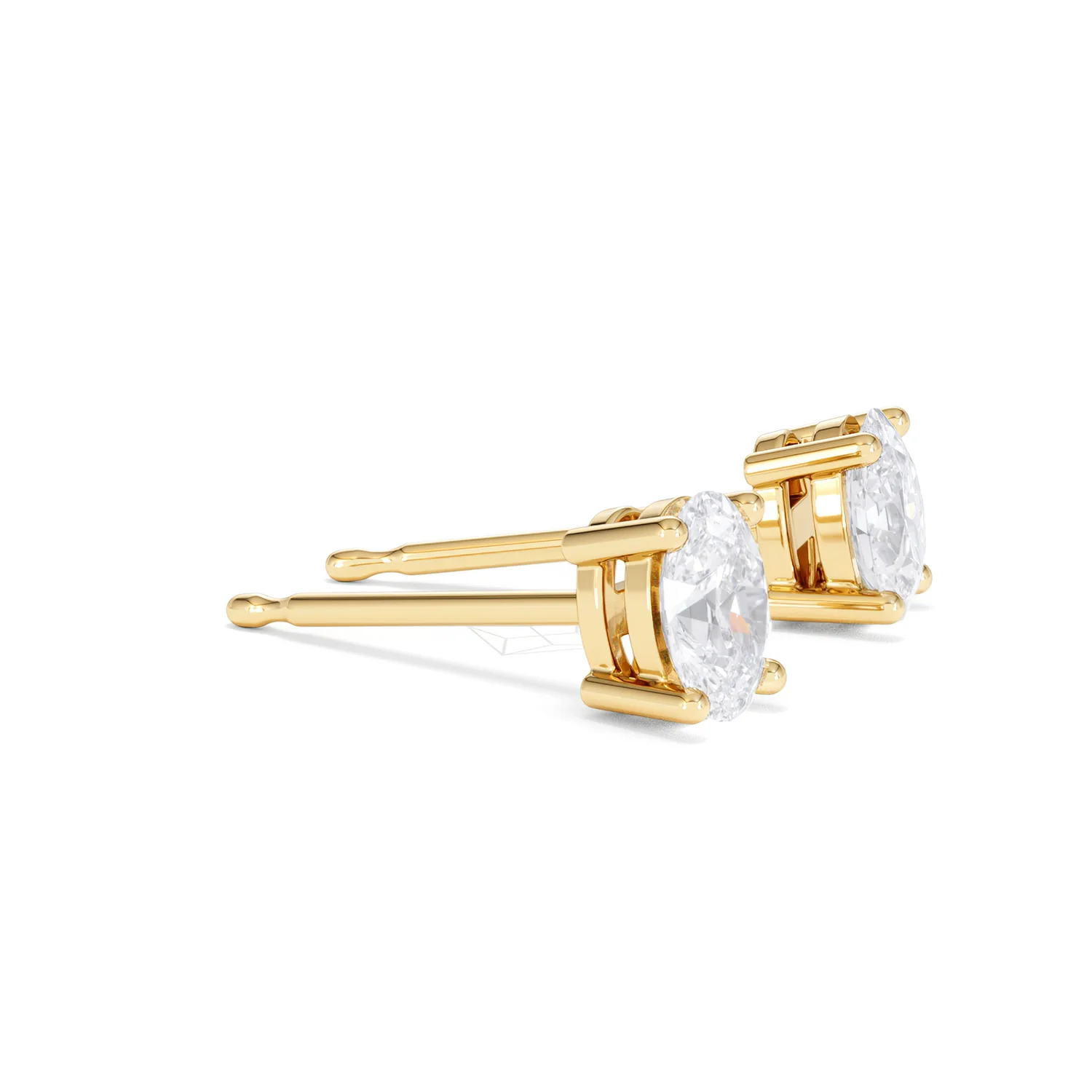 Naomi Oval Cut Lab Diamond Stud Earrings 1.00ct H/SI in 9K Gold - Image 24