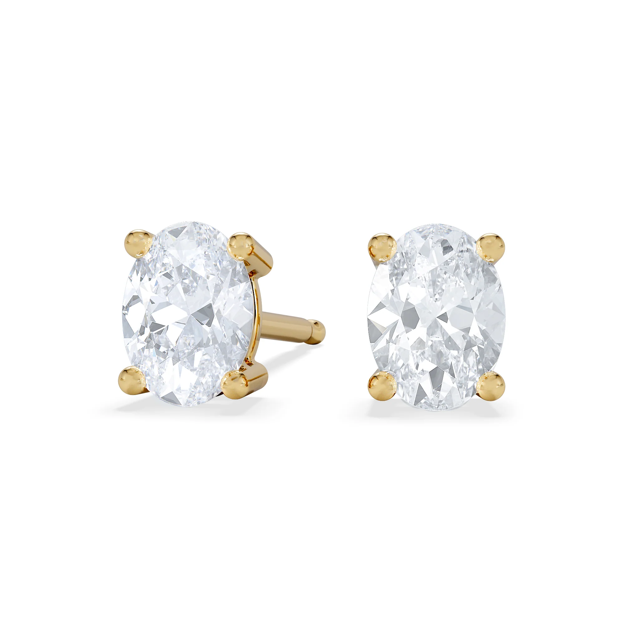 Naomi Oval Cut Lab Diamond Stud Earrings 1.00ct H/SI in 9K Gold - Image 3