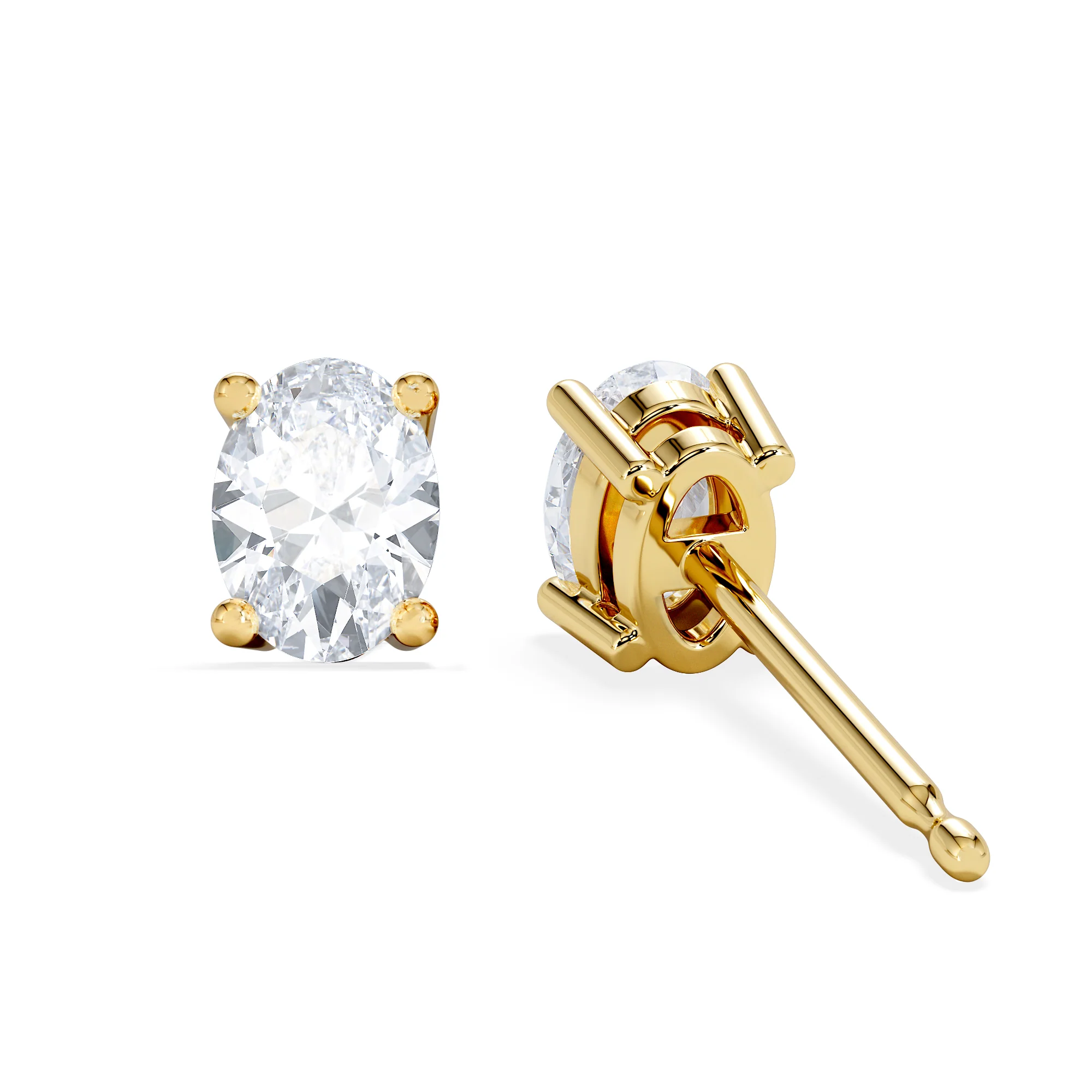 Naomi Oval Cut Lab Diamond Stud Earrings 1.00ct H/SI in 9K Gold - Image 5