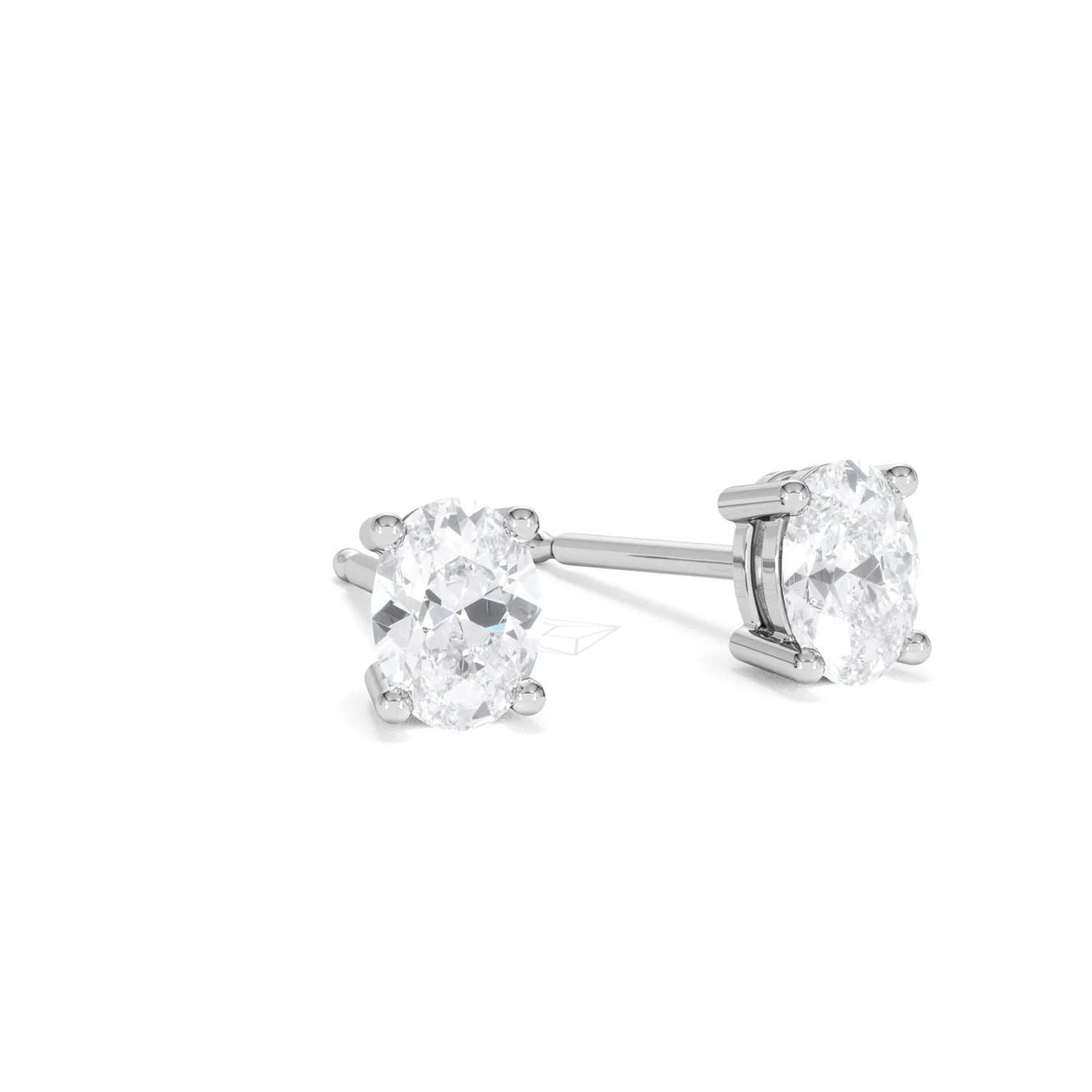 Naomi Oval Cut Lab Diamond Stud Earrings 1.00ct H/SI in 9K White Gold - Image 15