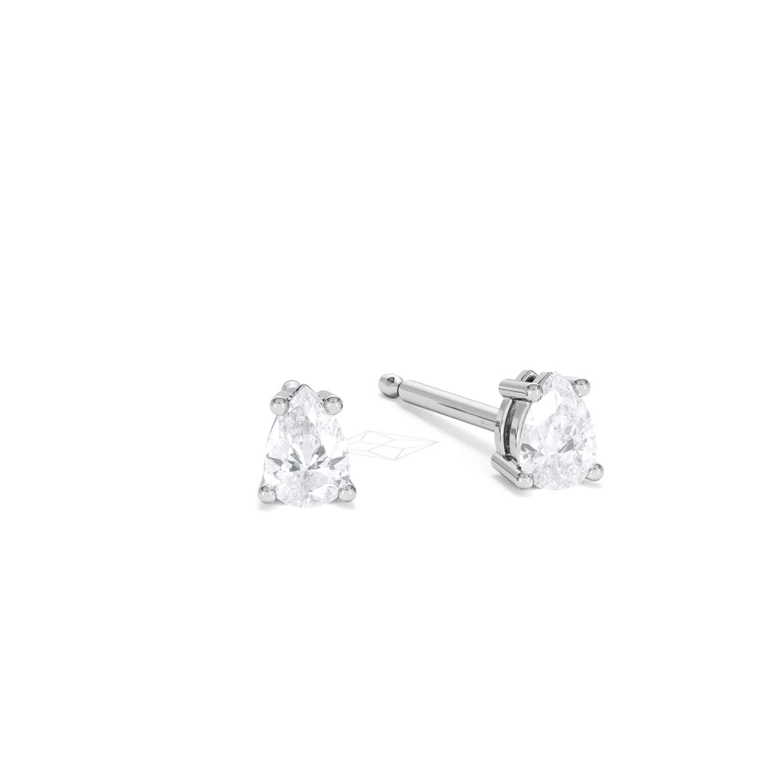 Naomi Pear Cut Lab Diamond Stud Earrings 0.30ct H/SI in 925 Silver - Image 13