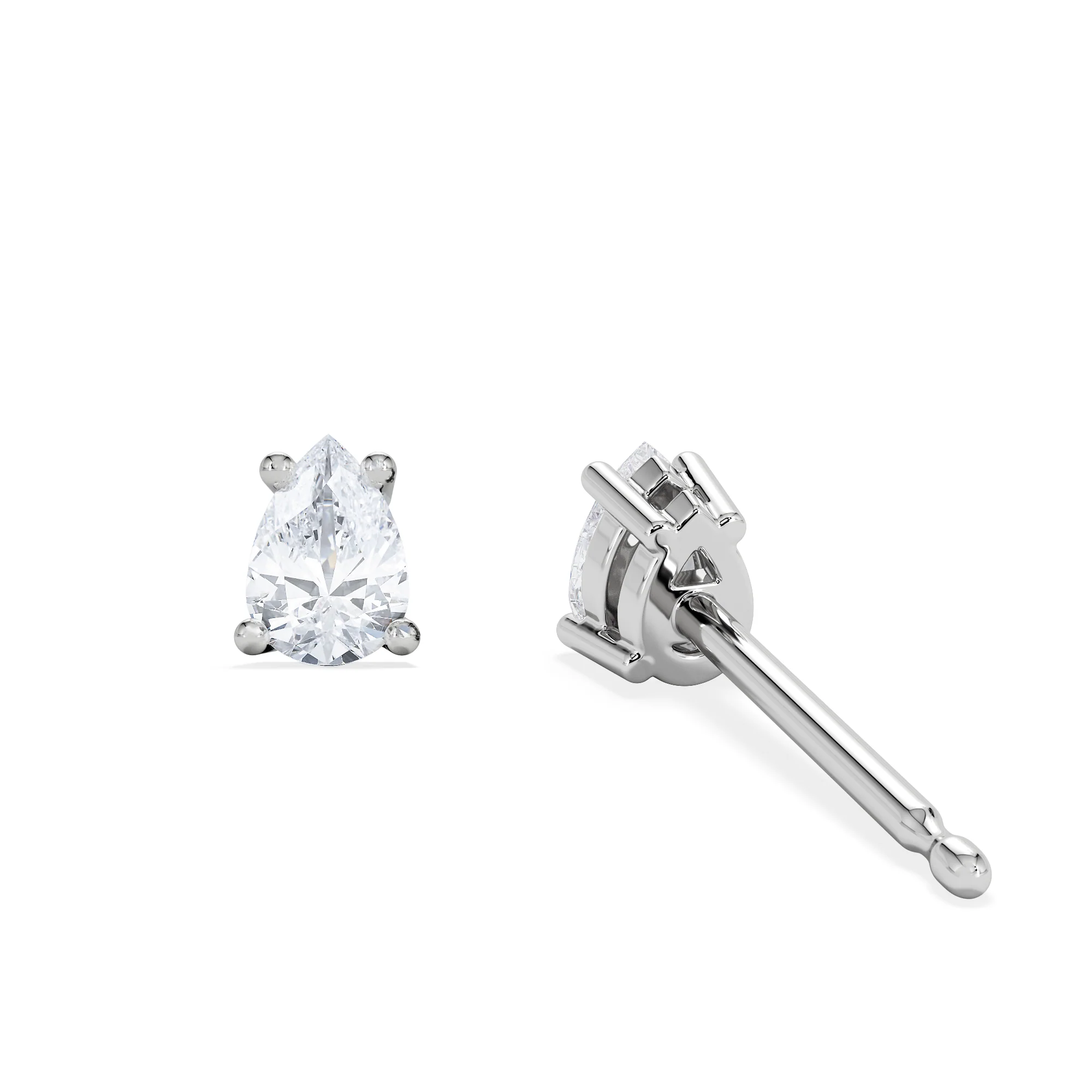 Naomi Pear Cut Lab Diamond Stud Earrings 0.30ct H/SI in 925 Silver - Image 5