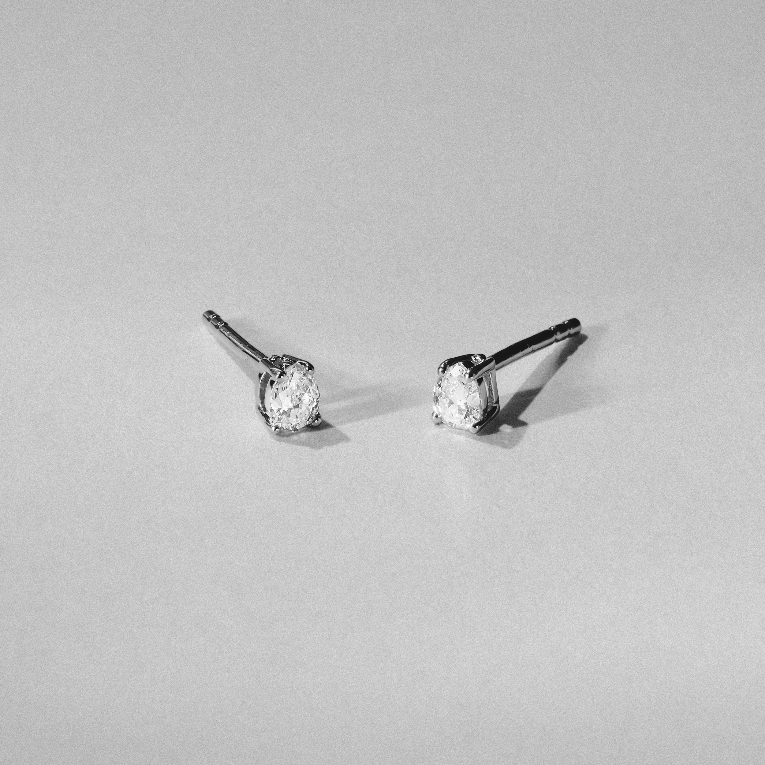 Naomi Pear Cut Lab Diamond Stud Earrings 0.30ct H/SI in 925 Silver - Image 8
