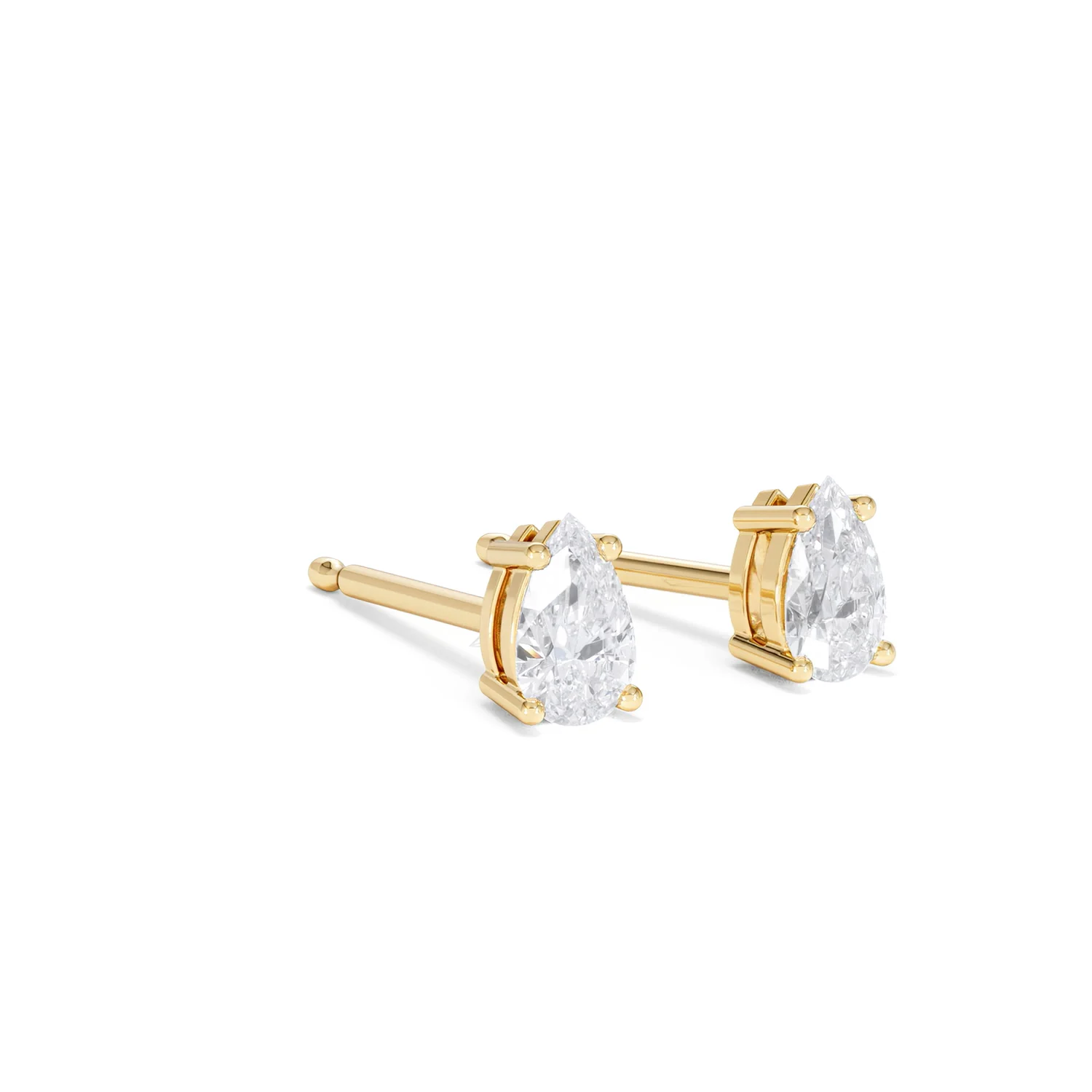 Naomi Pear Cut Lab Diamond Stud Earrings 0.50ct H/SI in 9K Gold - Image 17