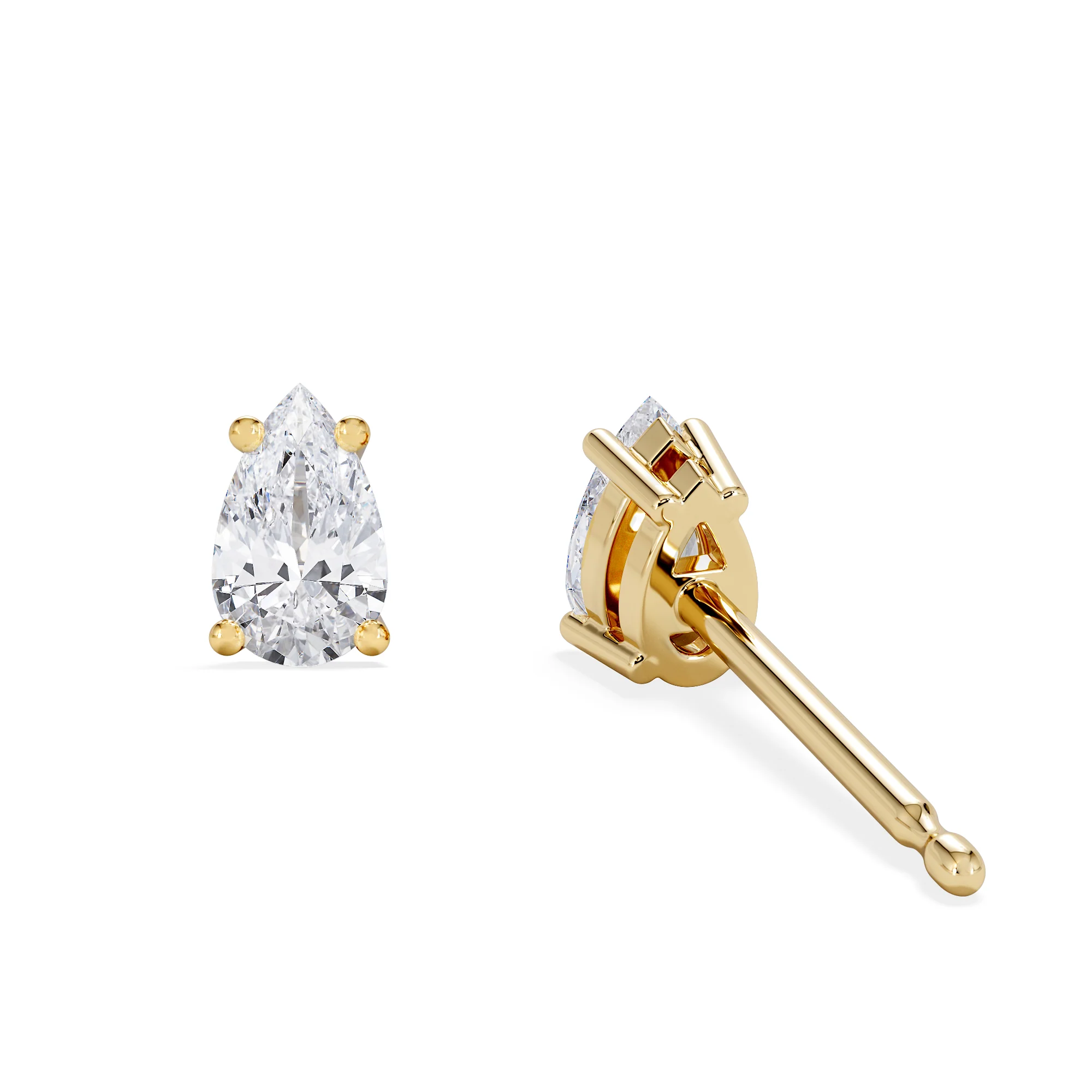 Naomi Pear Cut Lab Diamond Stud Earrings 0.50ct H/SI in 9K Gold - Image 5