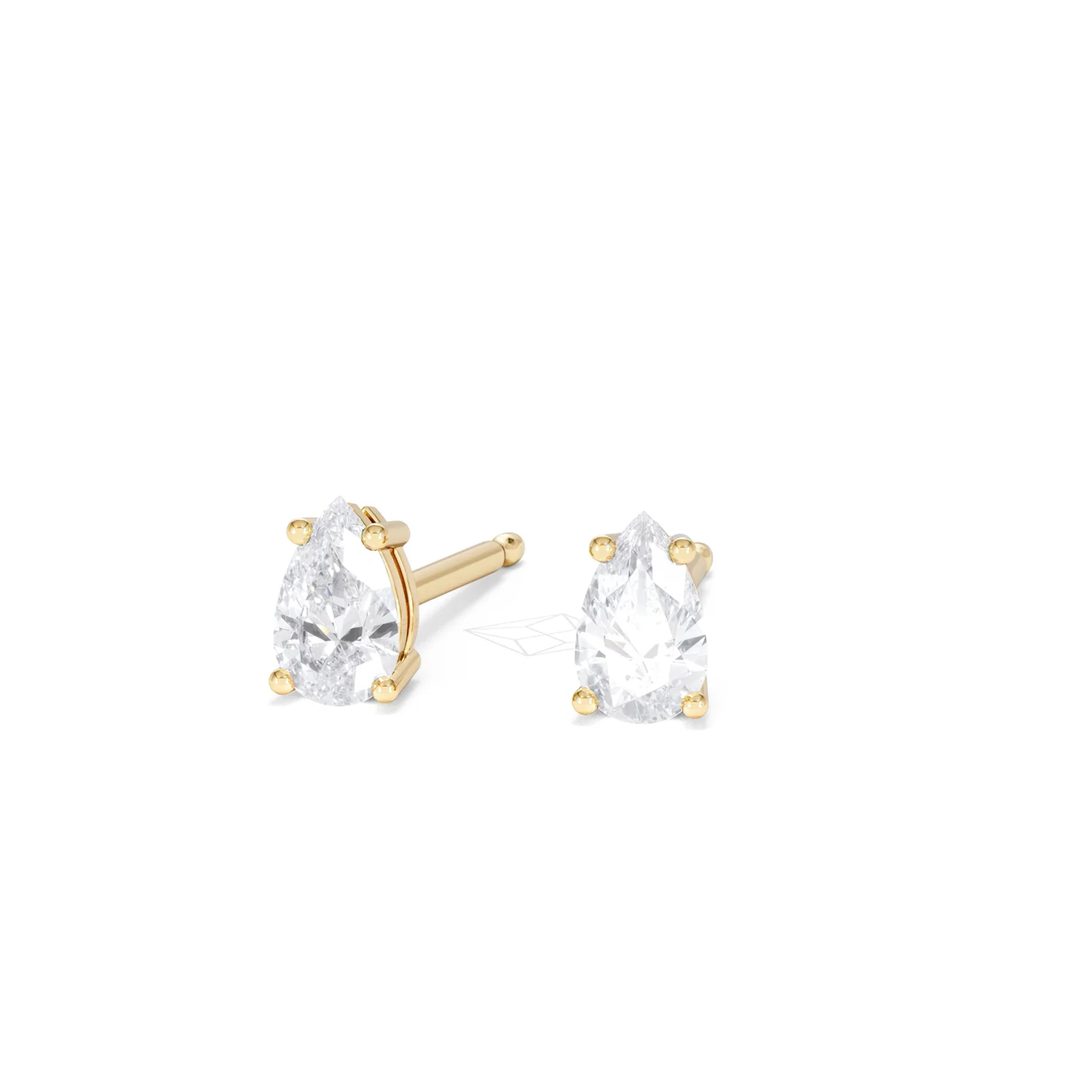 Naomi Pear Cut Lab Diamond Stud Earrings 0.50ct H/SI in 9K Gold - Image 87