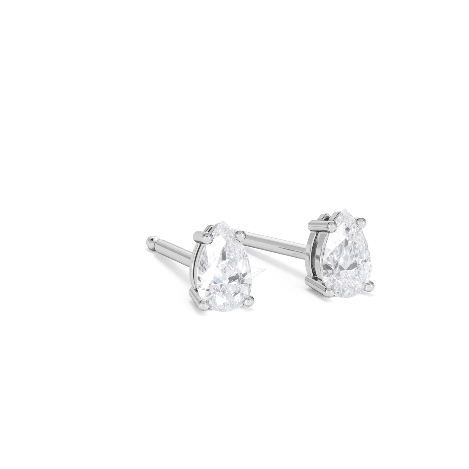 Naomi Pear Cut Lab Diamond Stud Earrings 0.50ct H/SI in 9K White Gold - Image 15