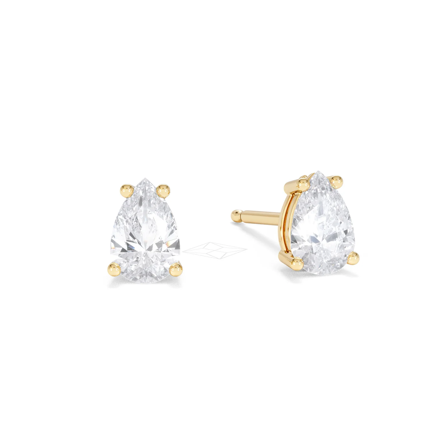 Naomi Pear Cut Lab Diamond Stud Earrings 1.00ct H/SI in 9k Gold - Image 12
