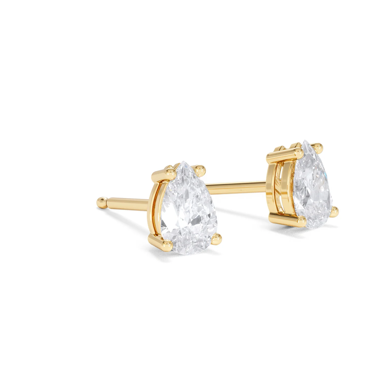 Naomi Pear Cut Lab Diamond Stud Earrings 1.00ct H/SI in 9k Gold - Image 18