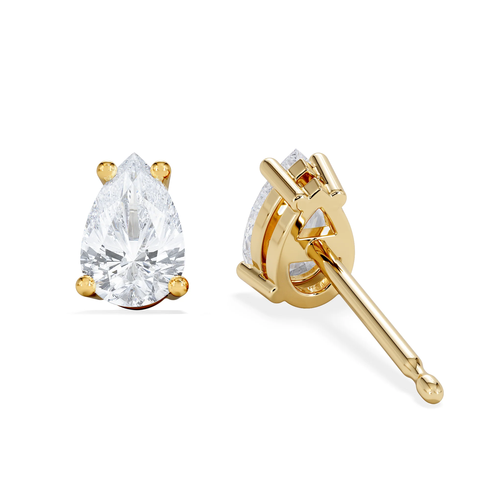 Naomi Pear Cut Lab Diamond Stud Earrings 1.00ct H/SI in 9k Gold - Image 5