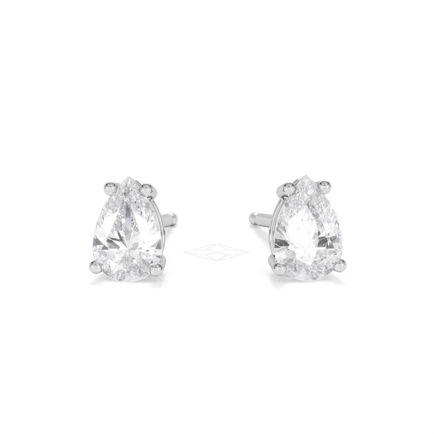 Naomi Pear Cut Lab Diamond Stud Earrings 1.00ct H/SI in 9K White Gold - Image 10