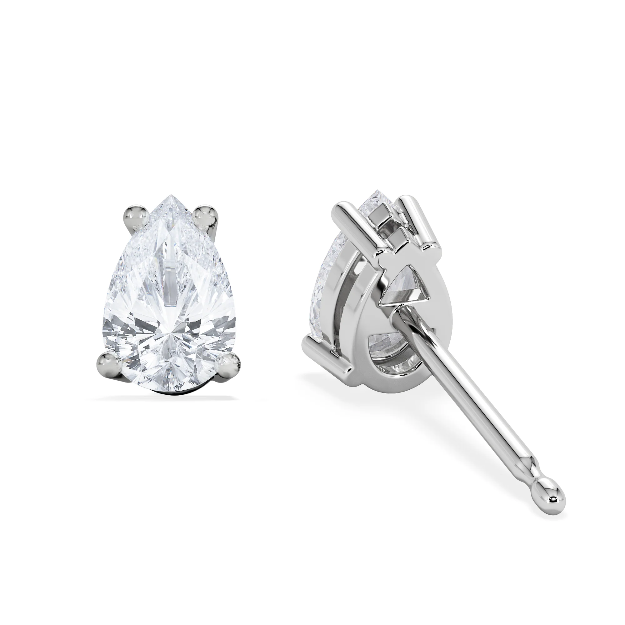 Naomi Pear Cut Lab Diamond Stud Earrings 1.00ct H/SI in 9K White Gold - Image 5