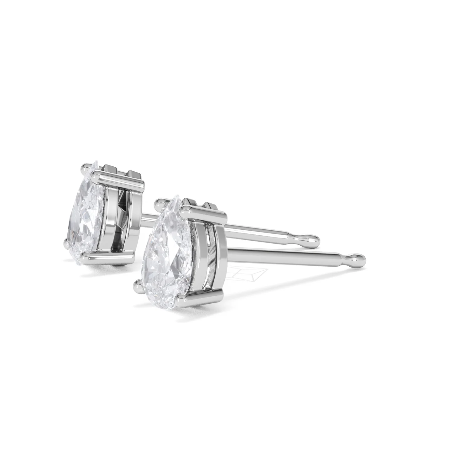 Naomi Pear Cut Lab Diamond Stud Earrings 1.00ct H/SI in 9K White Gold - Image 76