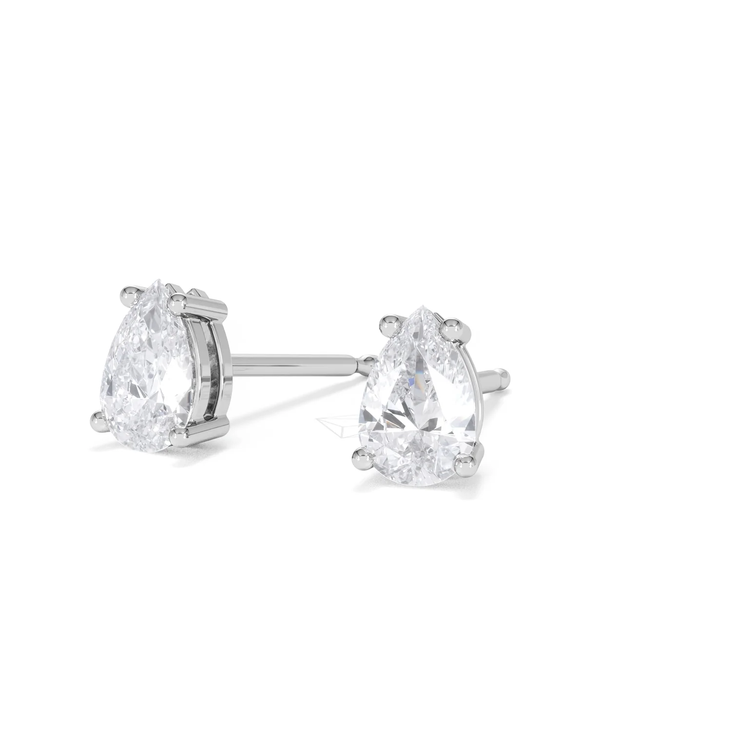 Naomi Pear Cut Lab Diamond Stud Earrings 1.00ct H/SI in 9K White Gold - Image 84