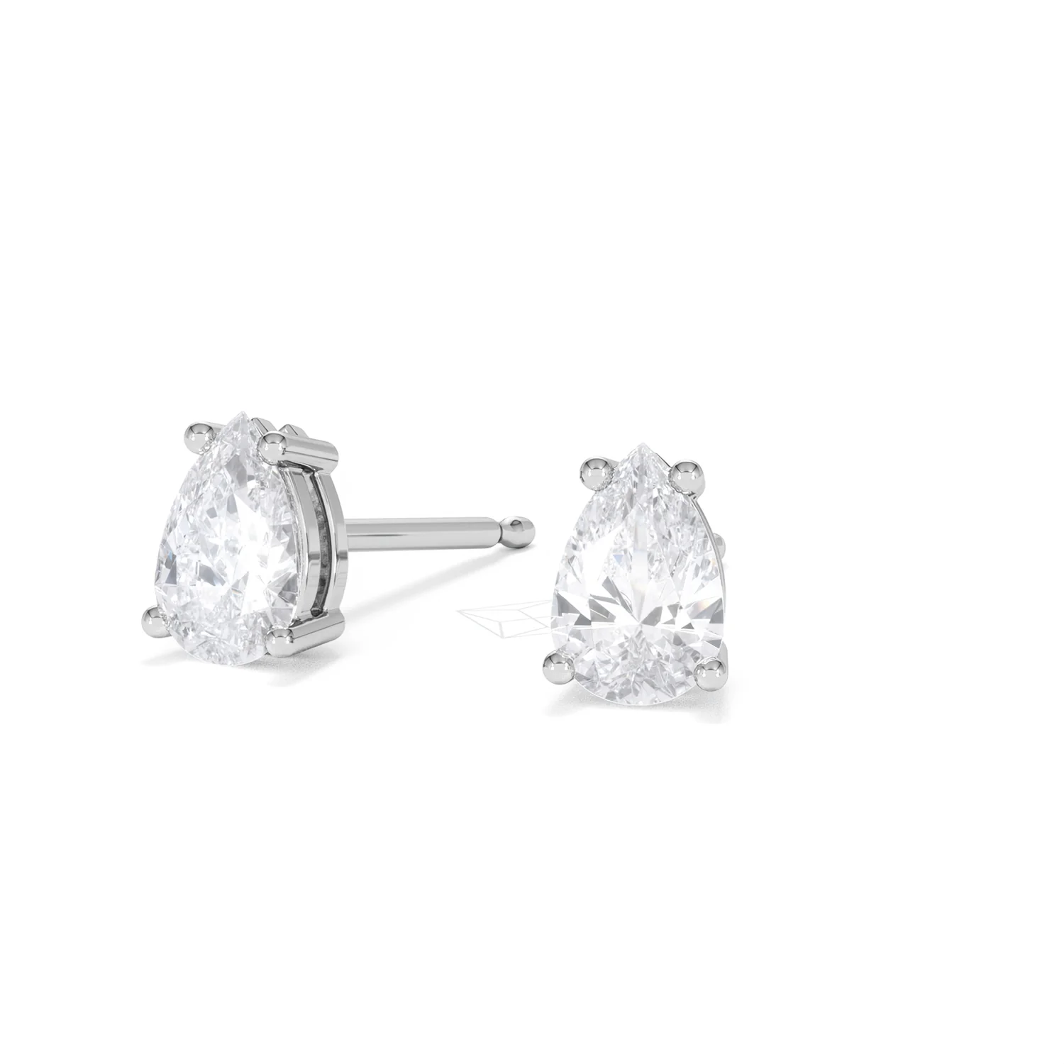 Naomi Pear Cut Lab Diamond Stud Earrings 1.00ct H/SI in 9K White Gold - Image 85