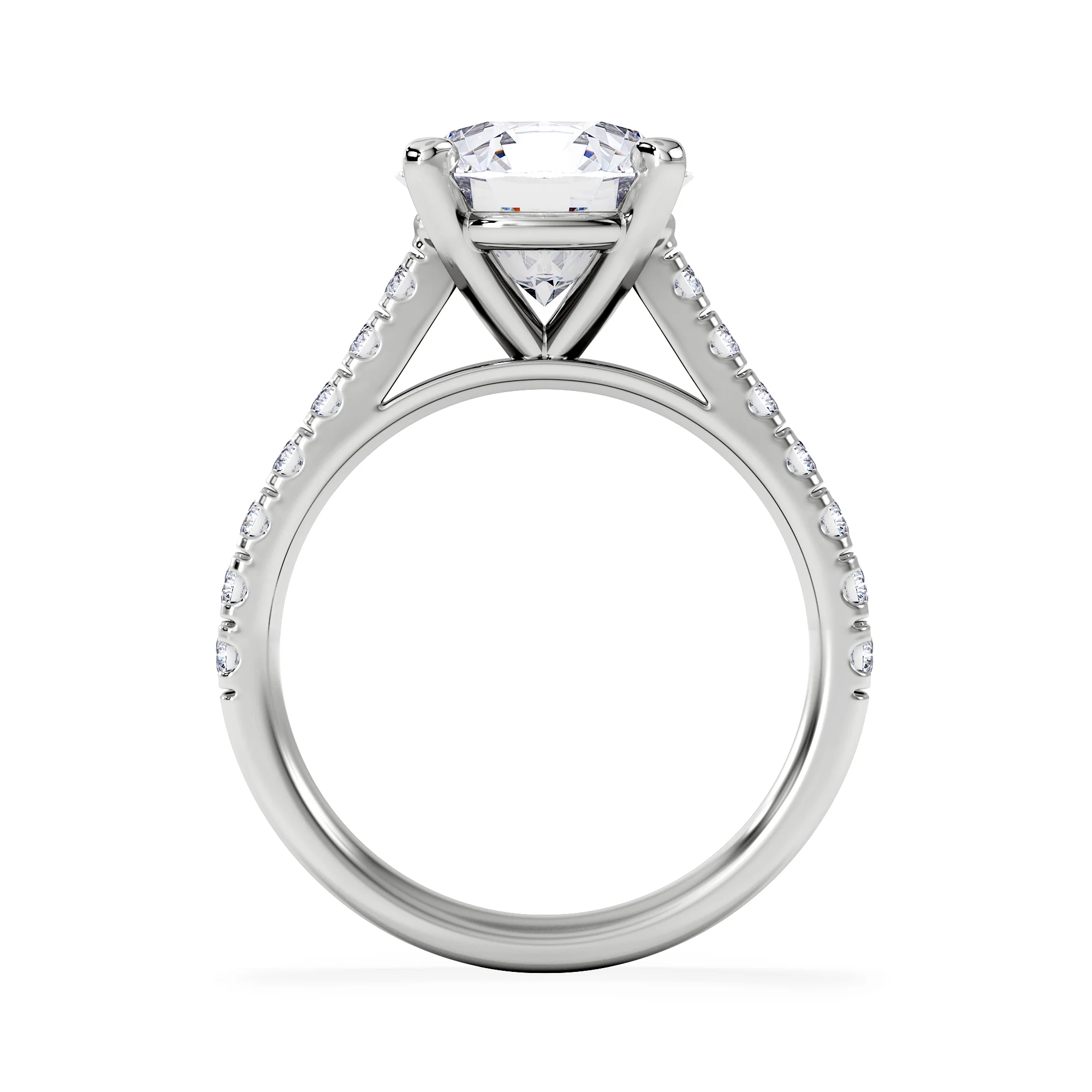 Natalia 3.45ct Lab Diamond Round Cut Engagement Ring in 18K White Gold G/VS1 - Image 3