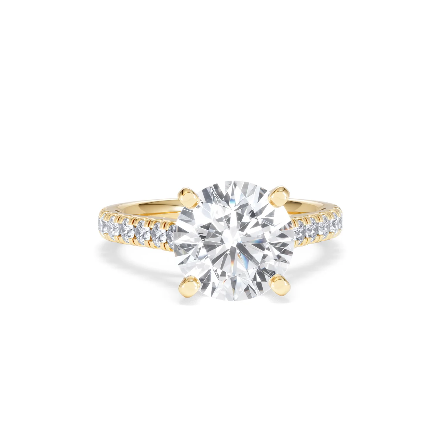 Natalia 3.45ct Lab Diamond Round Cut Engagement Ring in 18K Yellow Gold G/VS1 - Image 10