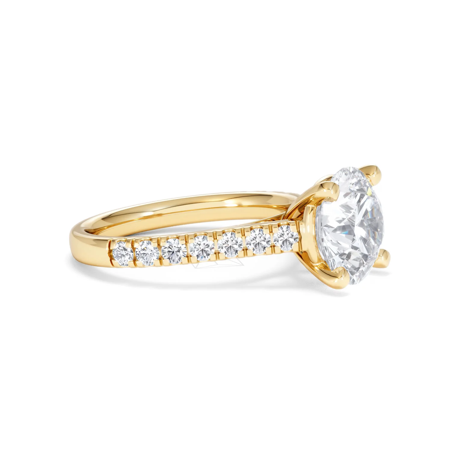 Natalia 3.45ct Lab Diamond Round Cut Engagement Ring in 18K Yellow Gold G/VS1 - Image 22