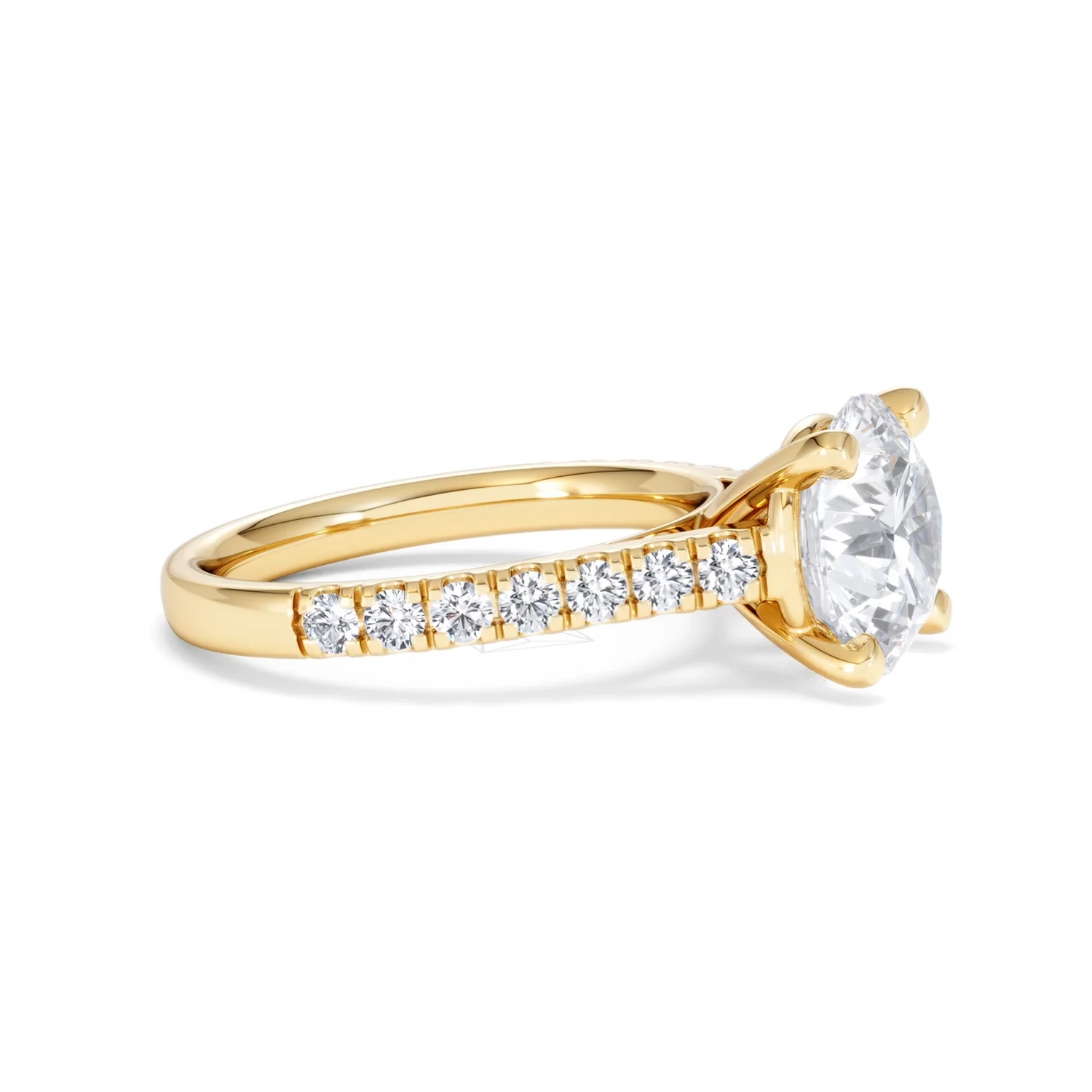 Natalia 3.45ct Lab Diamond Round Cut Engagement Ring in 18K Yellow Gold G/VS1 - Image 24