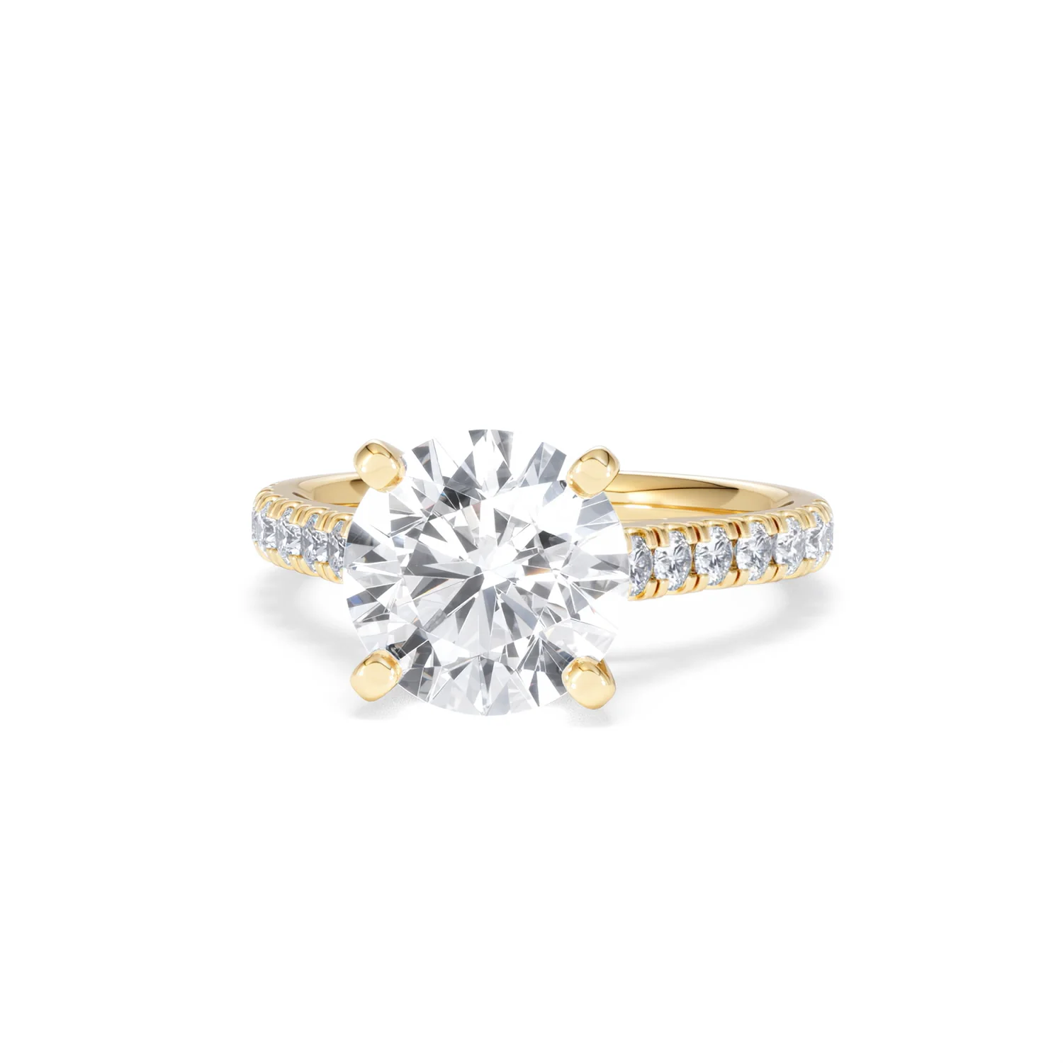 Natalia 3.45ct Lab Diamond Round Cut Engagement Ring in 18K Yellow Gold G/VS1 - Image 87