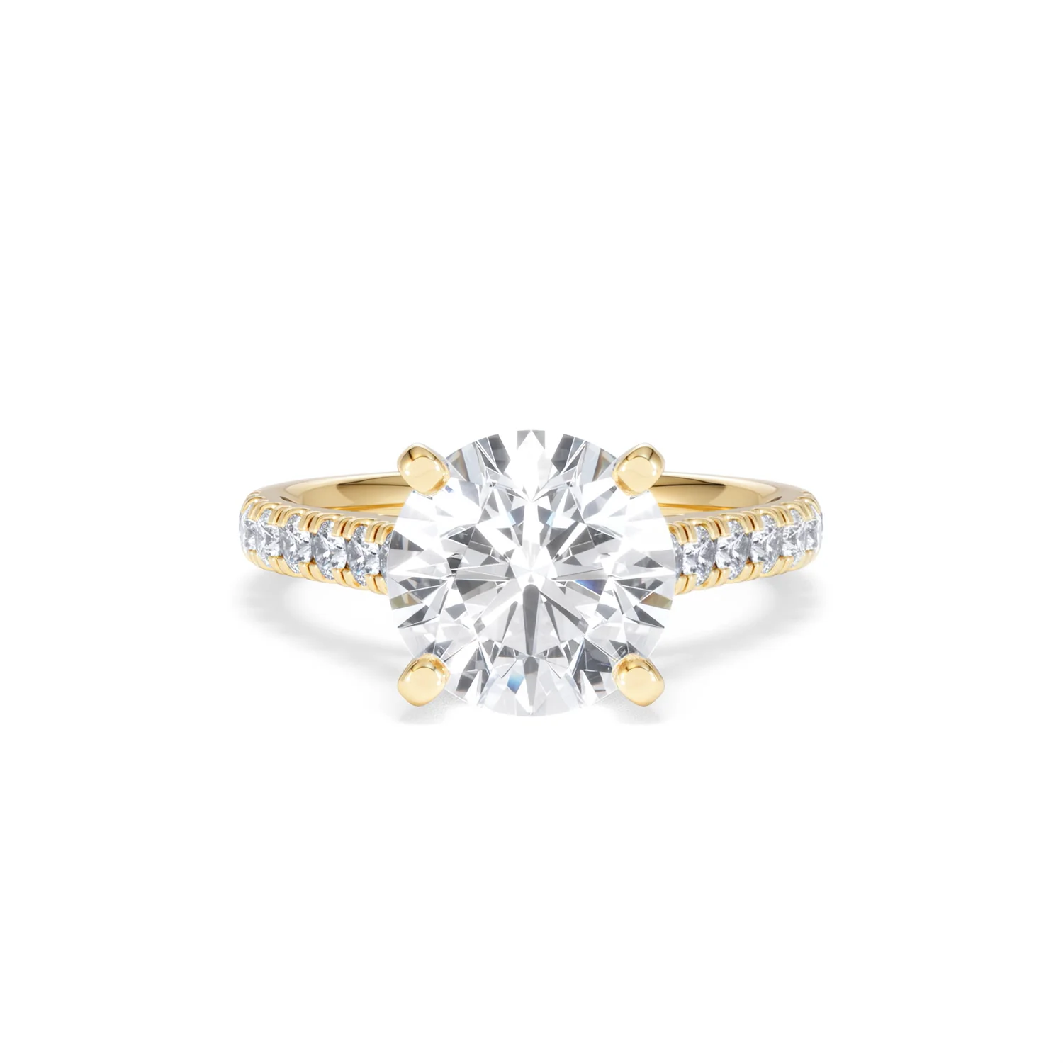 Natalia 3.45ct Lab Diamond Round Cut Engagement Ring in 18K Yellow Gold G/VS1 - Image 9