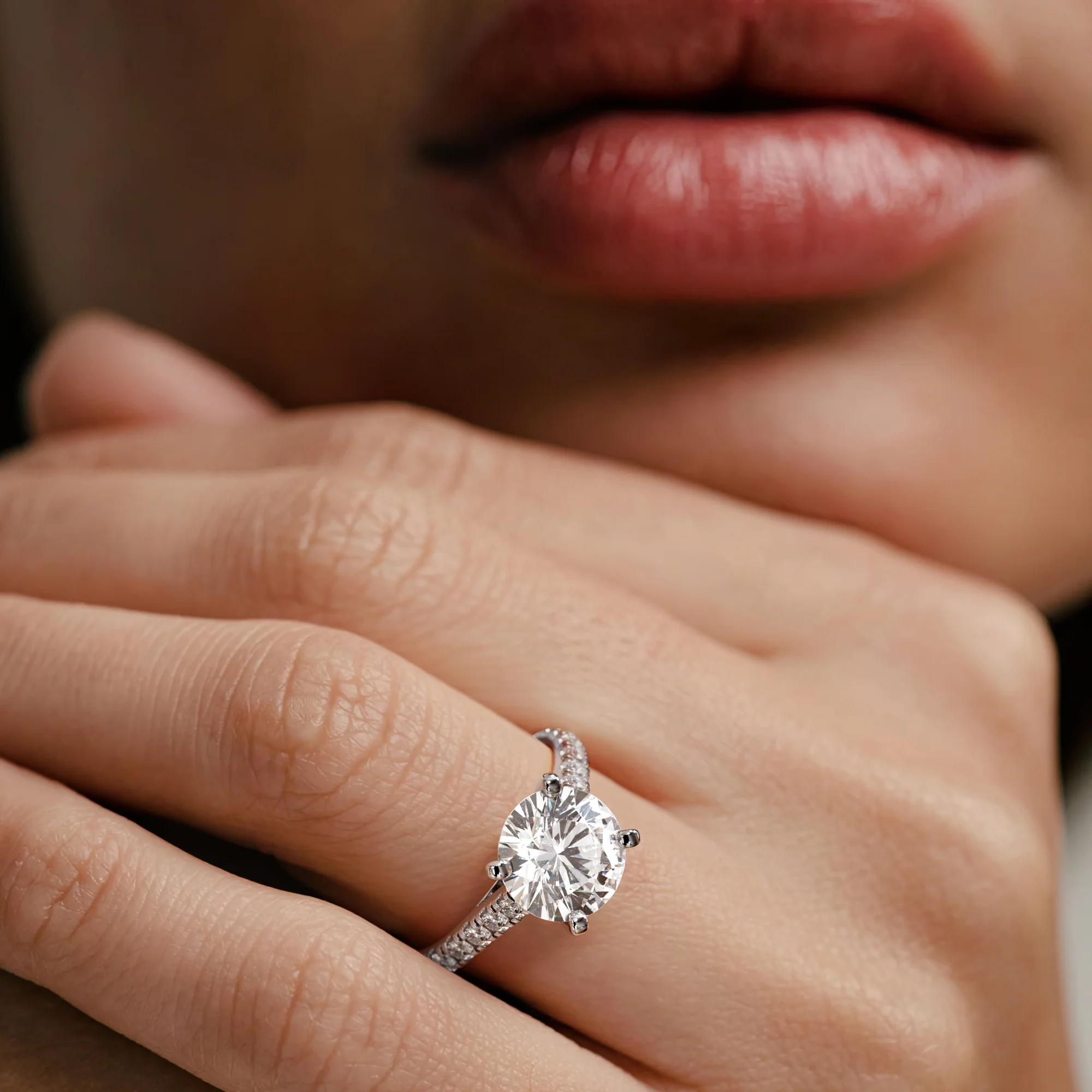 Natalia 3.45ct Lab Diamond Round Cut Engagement Ring in Platinum G/VS1 - Image 4