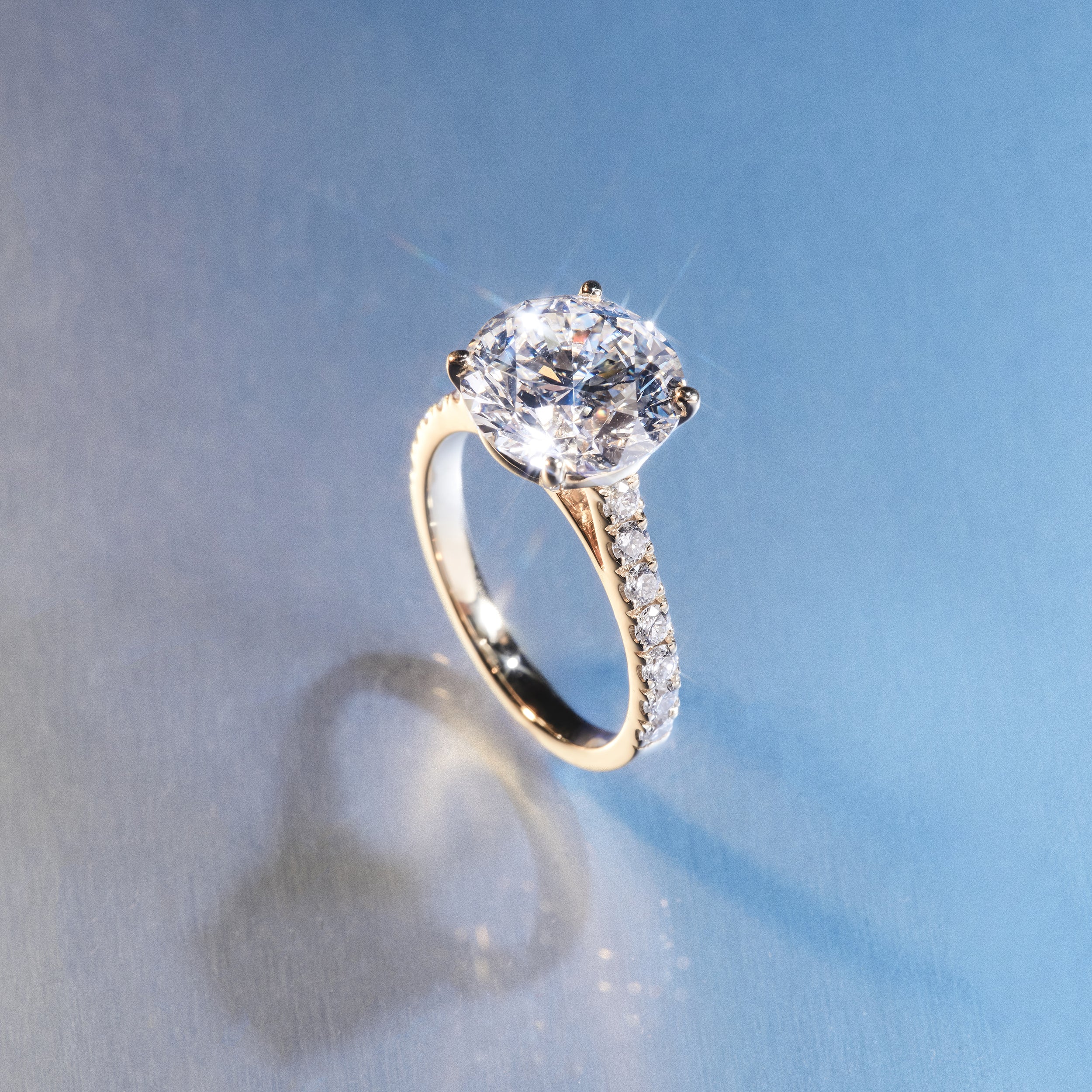 Natalia 5.65ct Lab Diamond Round Cut Engagement Ring in 18K Yellow Gold G/VS1 - Image 7