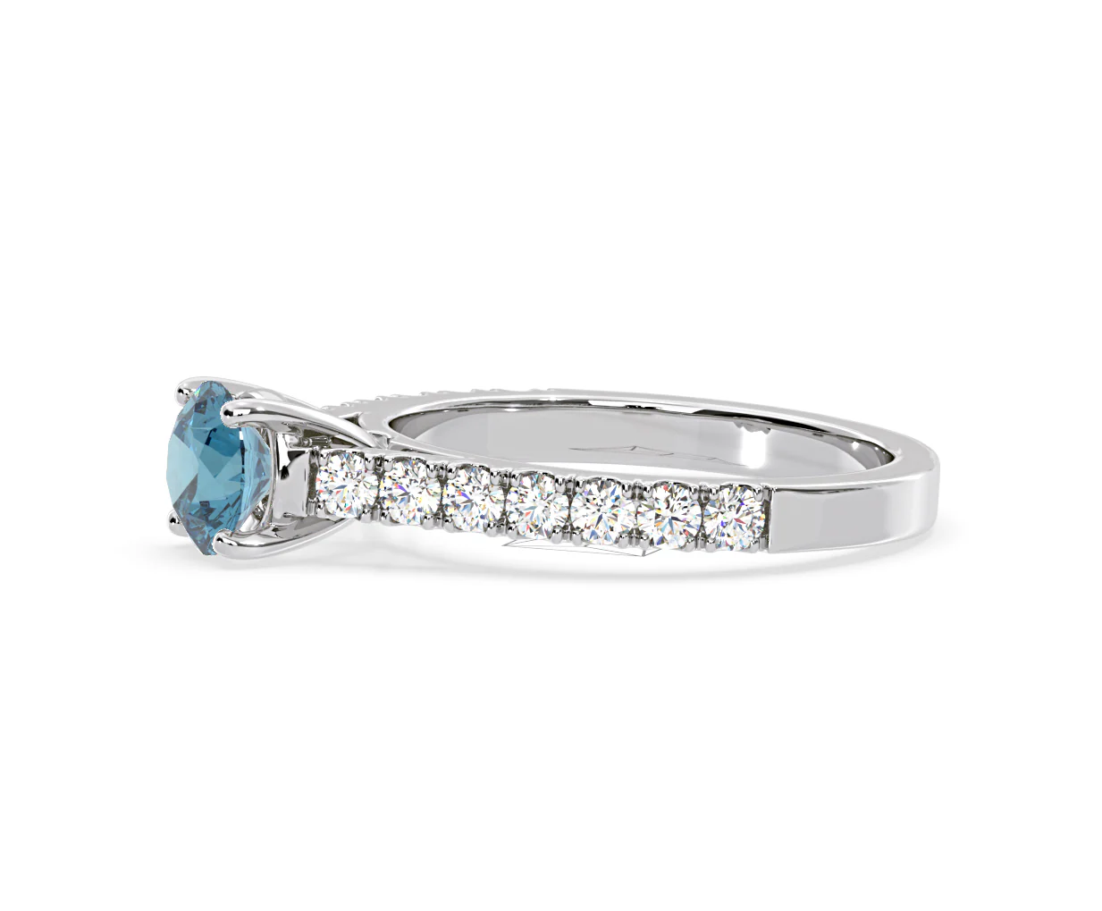 Natalia Blue Lab Diamond 1.50ct Side Stone Ring in Platinum - Elara Collection - Image 22